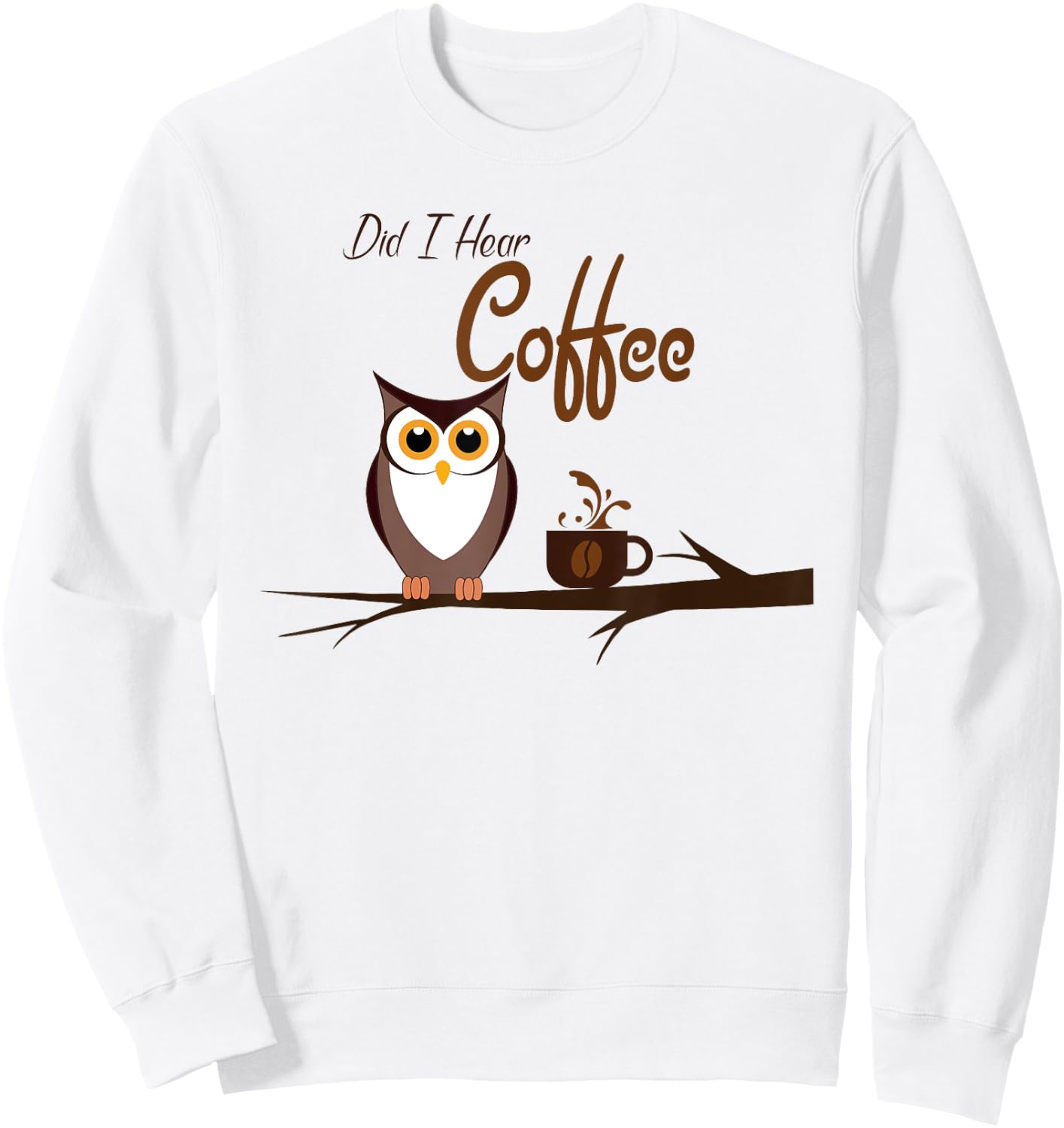 Did I Hear Coffee Birdwatching Funny Owl Sweatshirt - Sweatshirt | White
