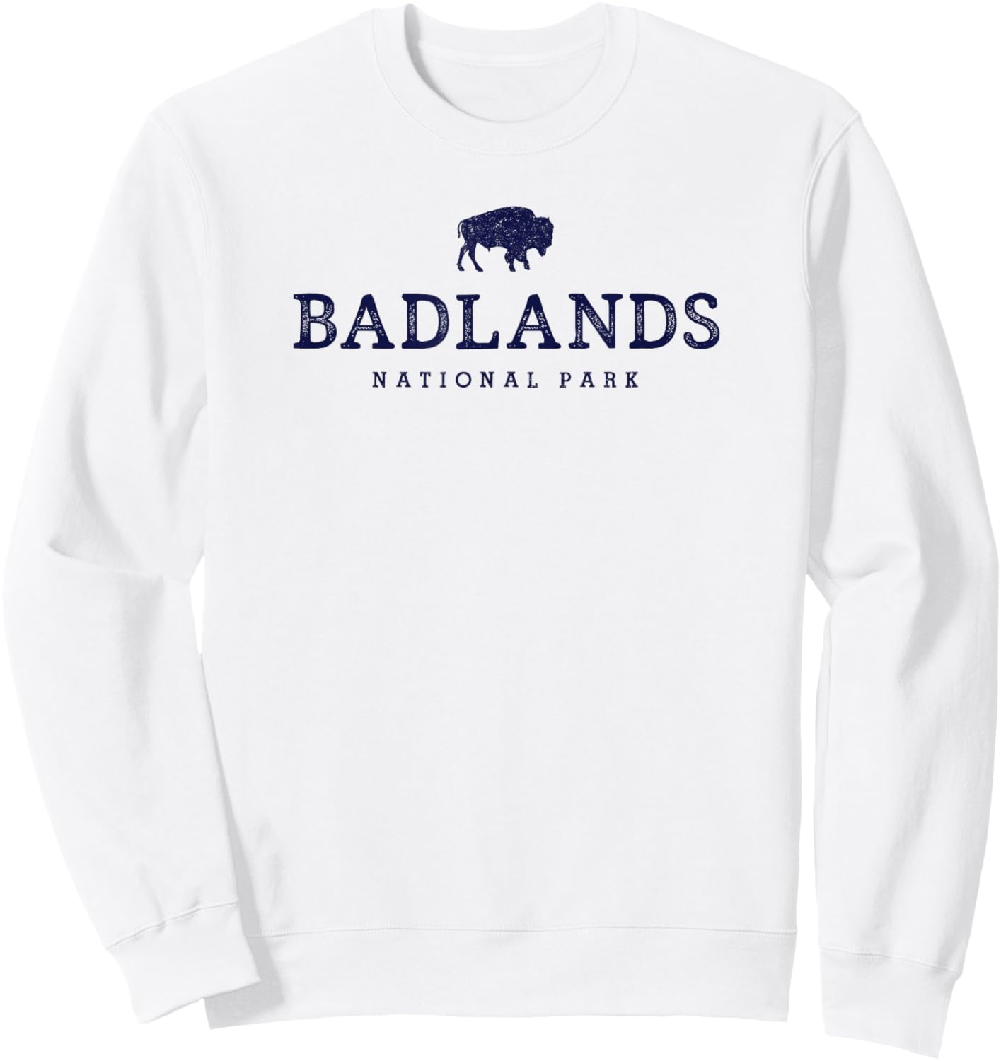 Retro Badlands National Park Bison Hiking Souvenir Sweatshirt - Sweatshirt | White