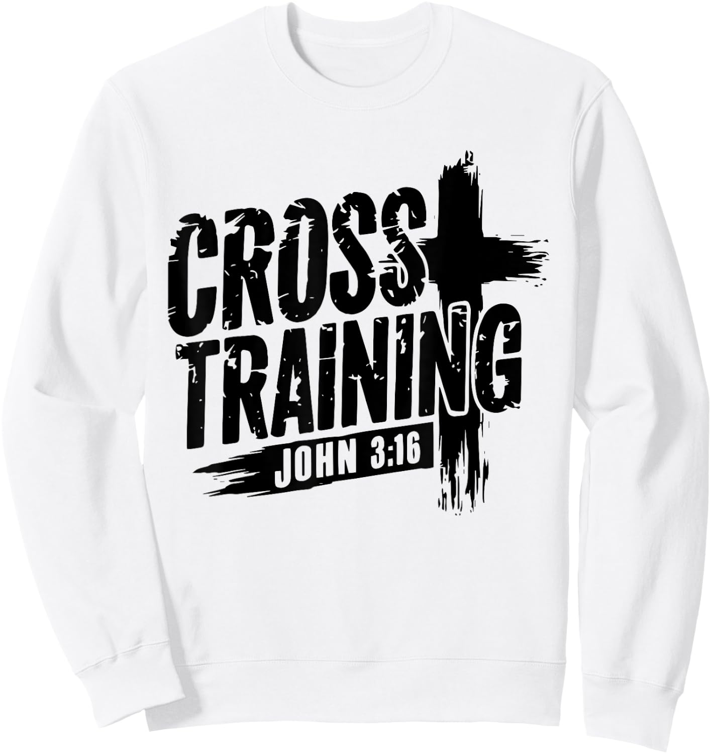 Retro Cross Training 3 16 Christian Faith Motivational Bible Sweatshirt - Sweatshirt | White