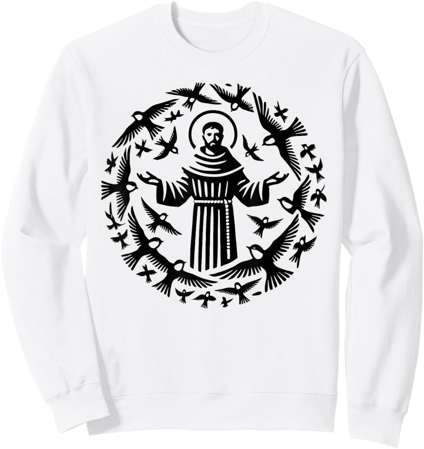 St Francis of Assisi Patron Saint of Animals Birds Sweatshirt - Sweatshirt | White