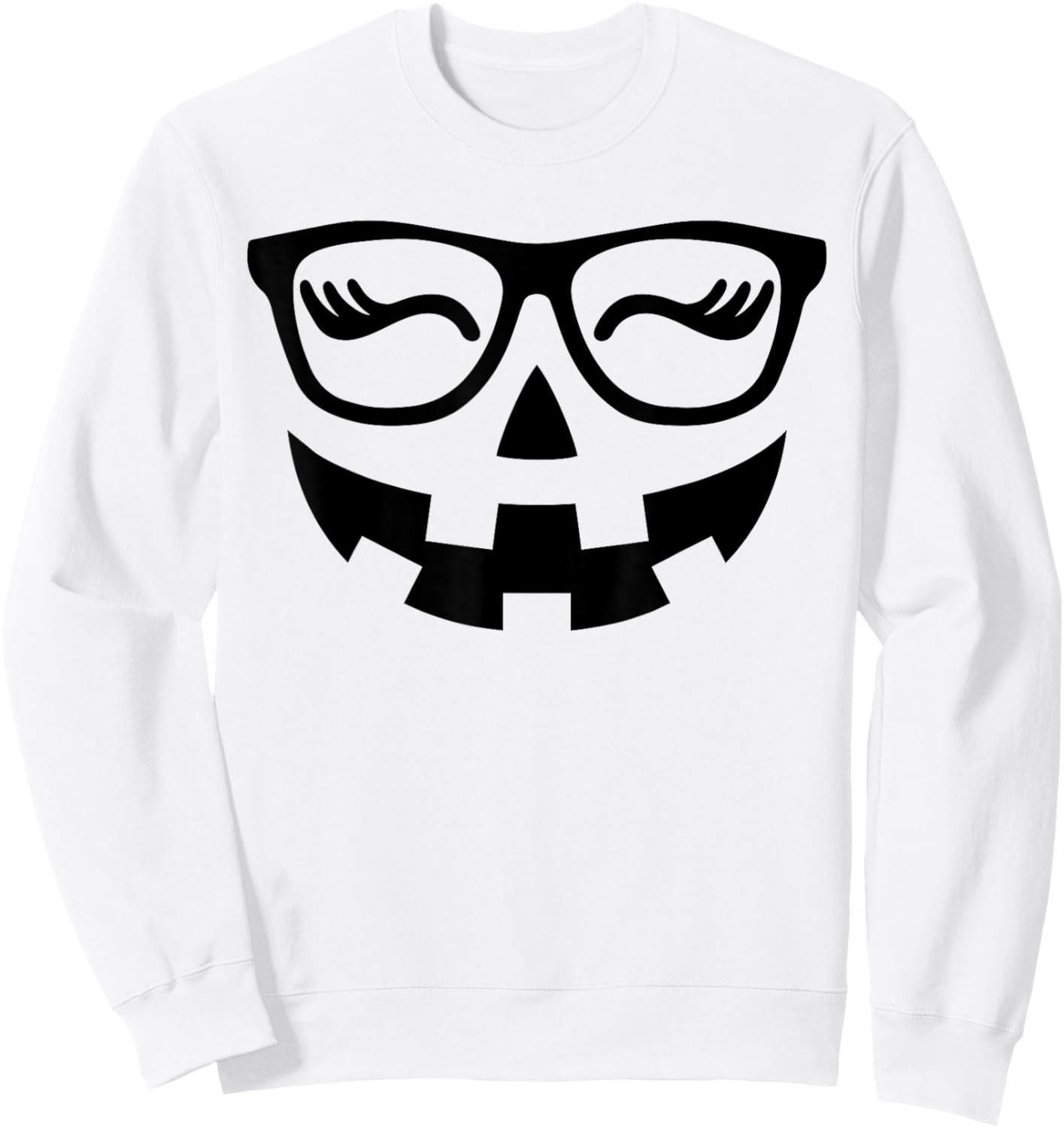 Jack O Lantern Face Pumpkin Glasses Hallowen Costume Nerd Sweatshirt - Sweatshirt | White