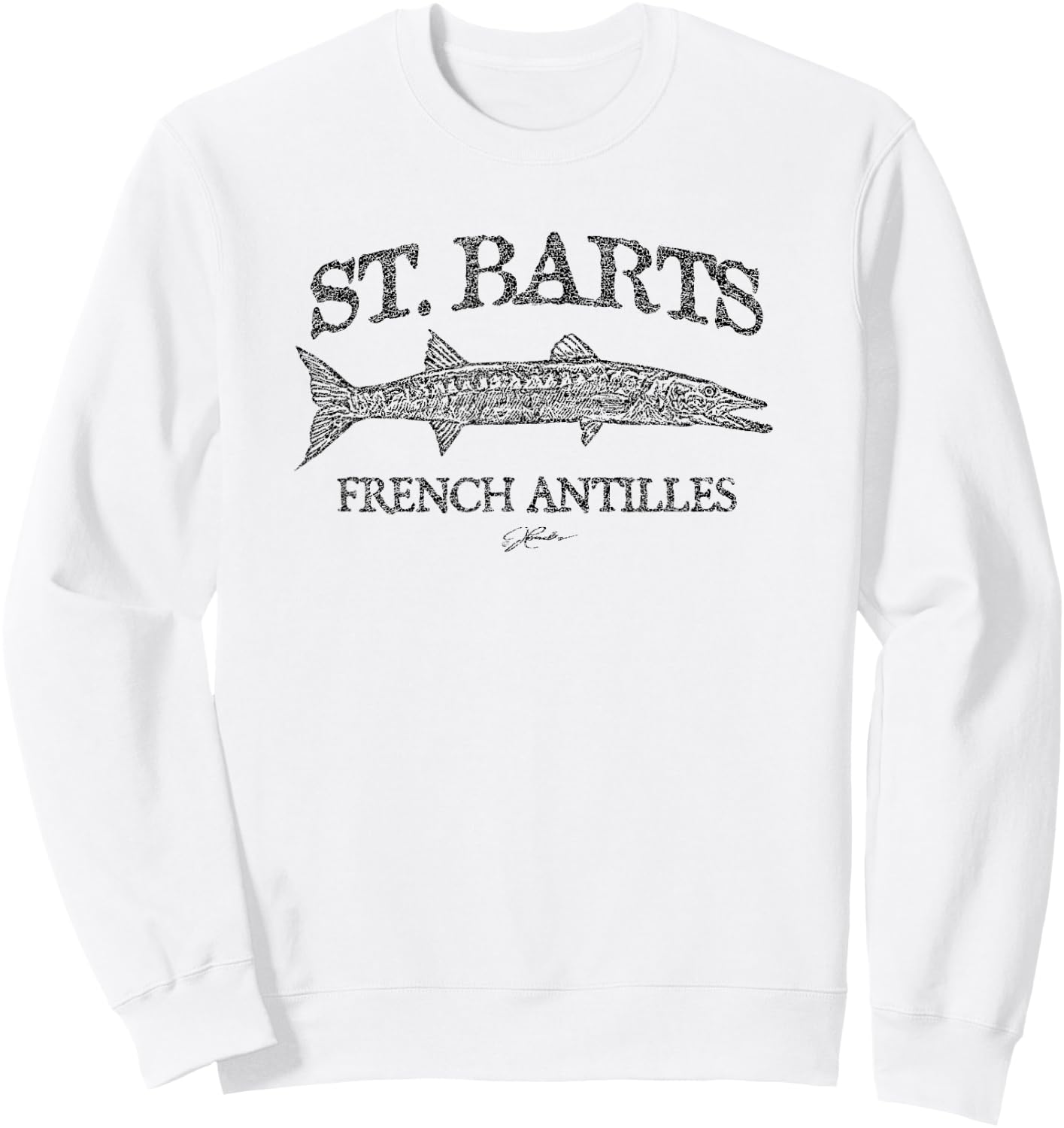 JCombs: St. Barts, French Antilles, Barracuda (Distressed) Sweatshirt - Sweatshirt | White