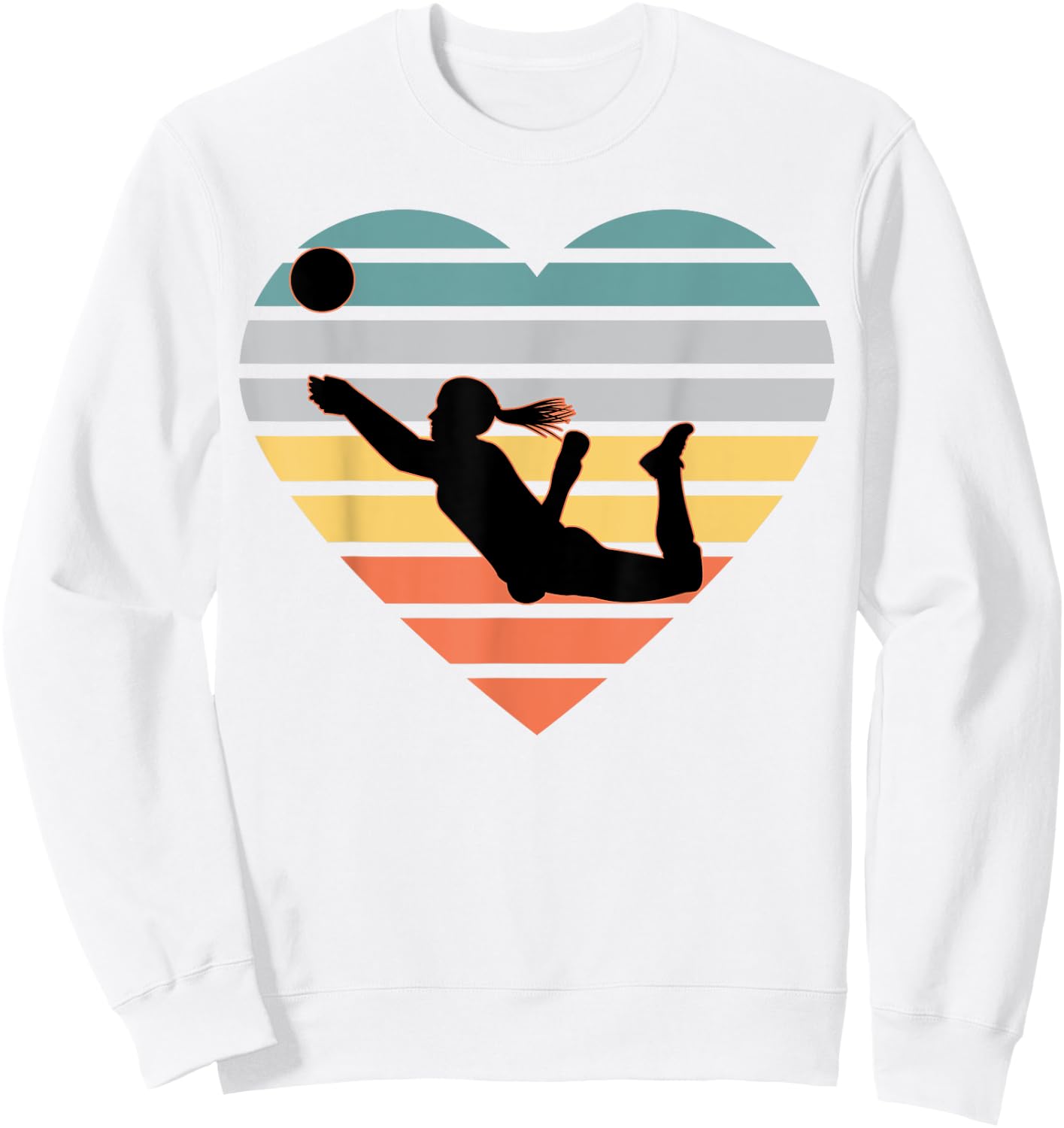 Volleyball Gifts for Teen Girls Retro Vintage Heart Sweatshirt - Sweatshirt | White