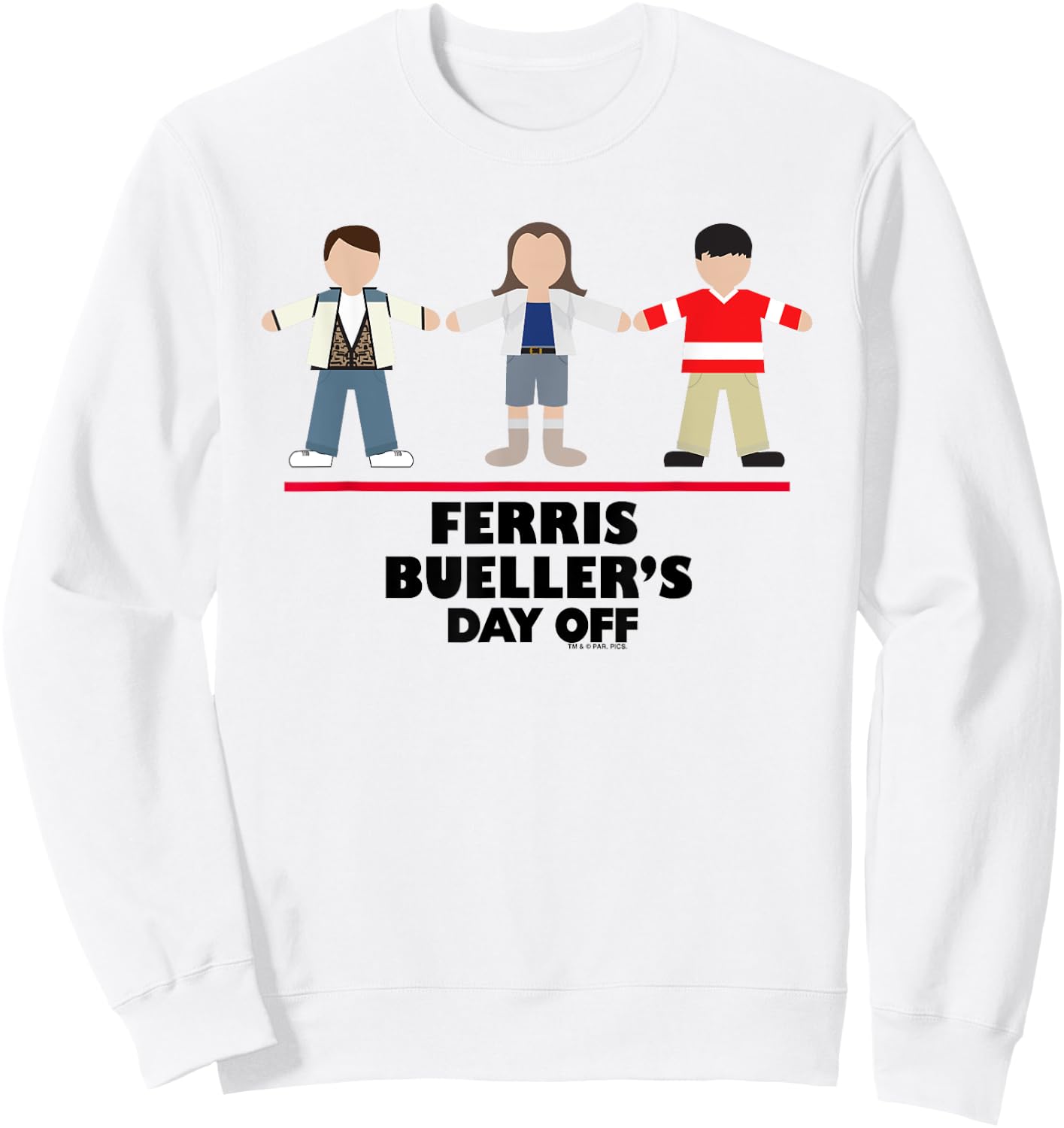 Ferris Bueller's Day Off Sloane & Cameron Cartoon Trio Sweatshirt - Sweatshirt | White