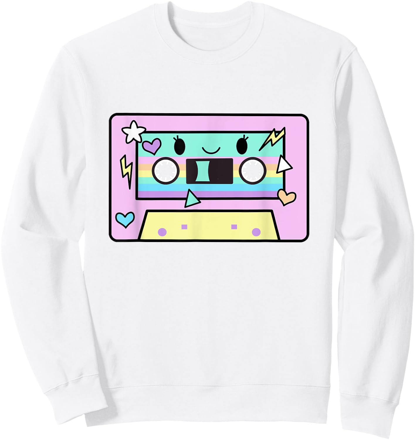 Cassette Tape Shirt Women Cute Kawaii Pastel Colors 80's Sweatshirt - Sweatshirt | White