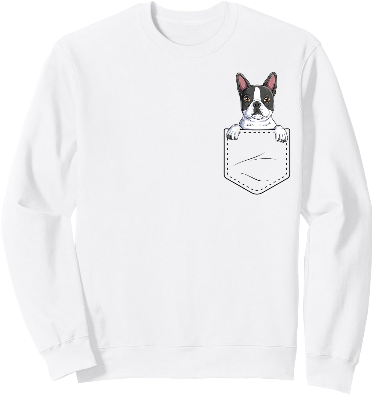 Boston Terrier In The Pocket Cute Boston Terrier Dog Lovers Sweatshirt - Sweatshirt | White