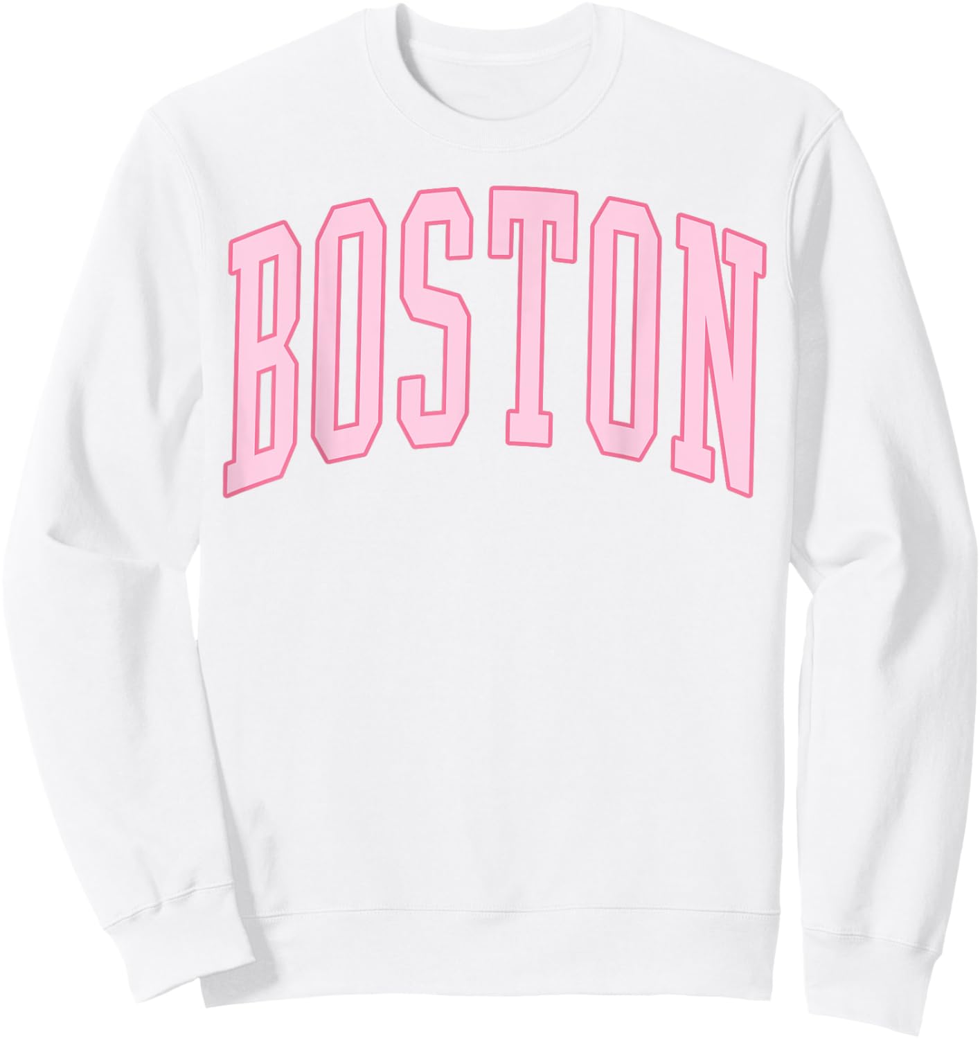 Boston Vintage Preppy Varsity Pink Sports Sweatshirt - Sweatshirt | White