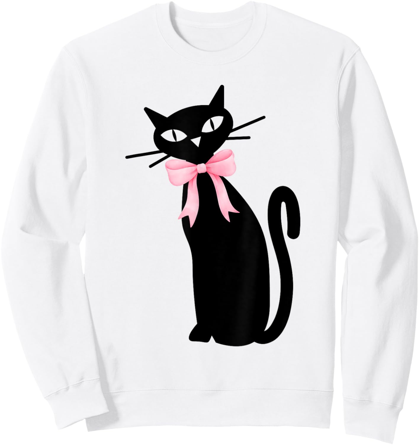 Atomic Cat Black With Pink Bow MCM Retro Kitty Men Women Kids Sweatshirt - Sweatshirt | White