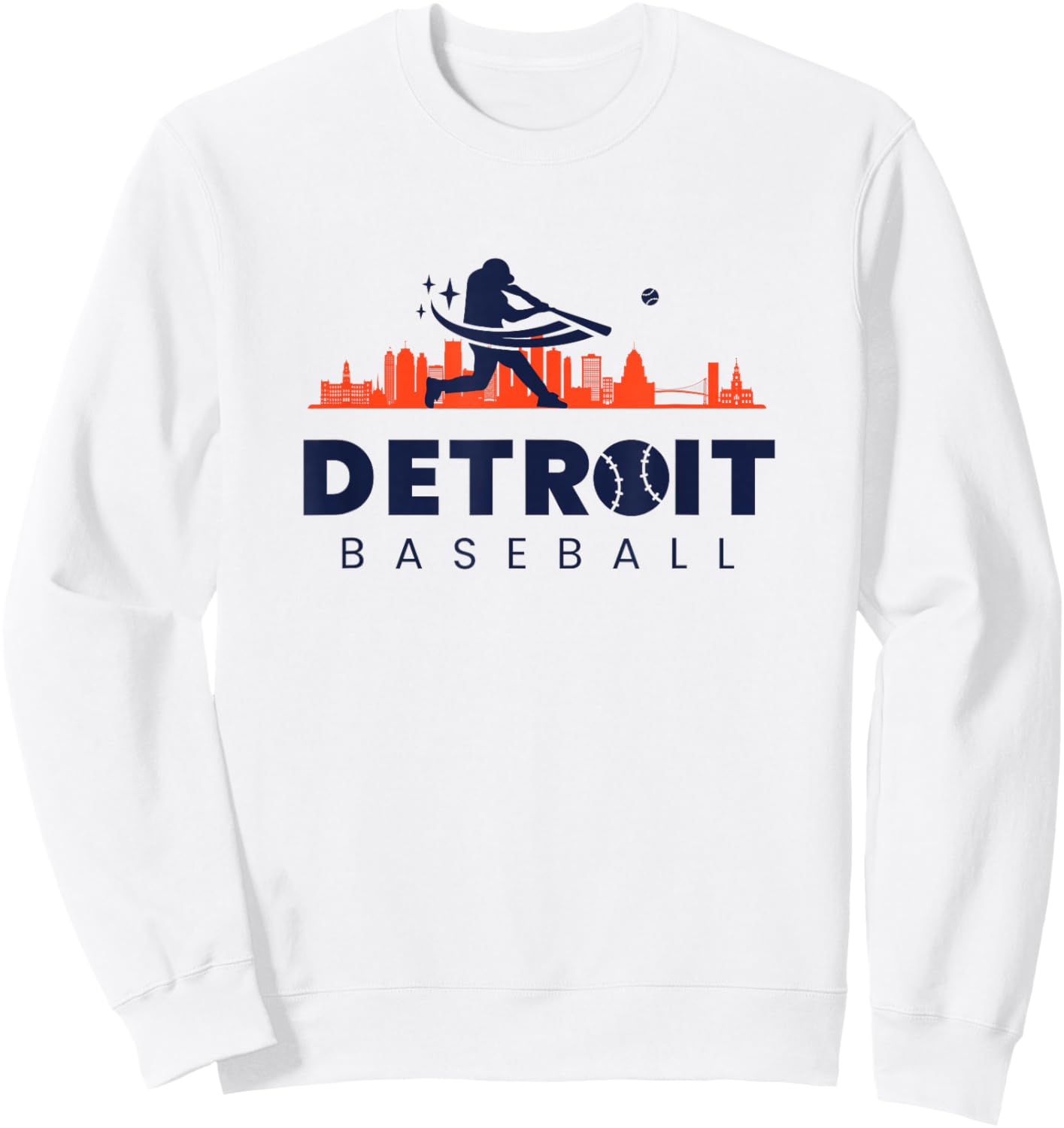 Detroit Baseball Vintage Minimalist Retro Baseball Lover Sweatshirt - Sweatshirt | White
