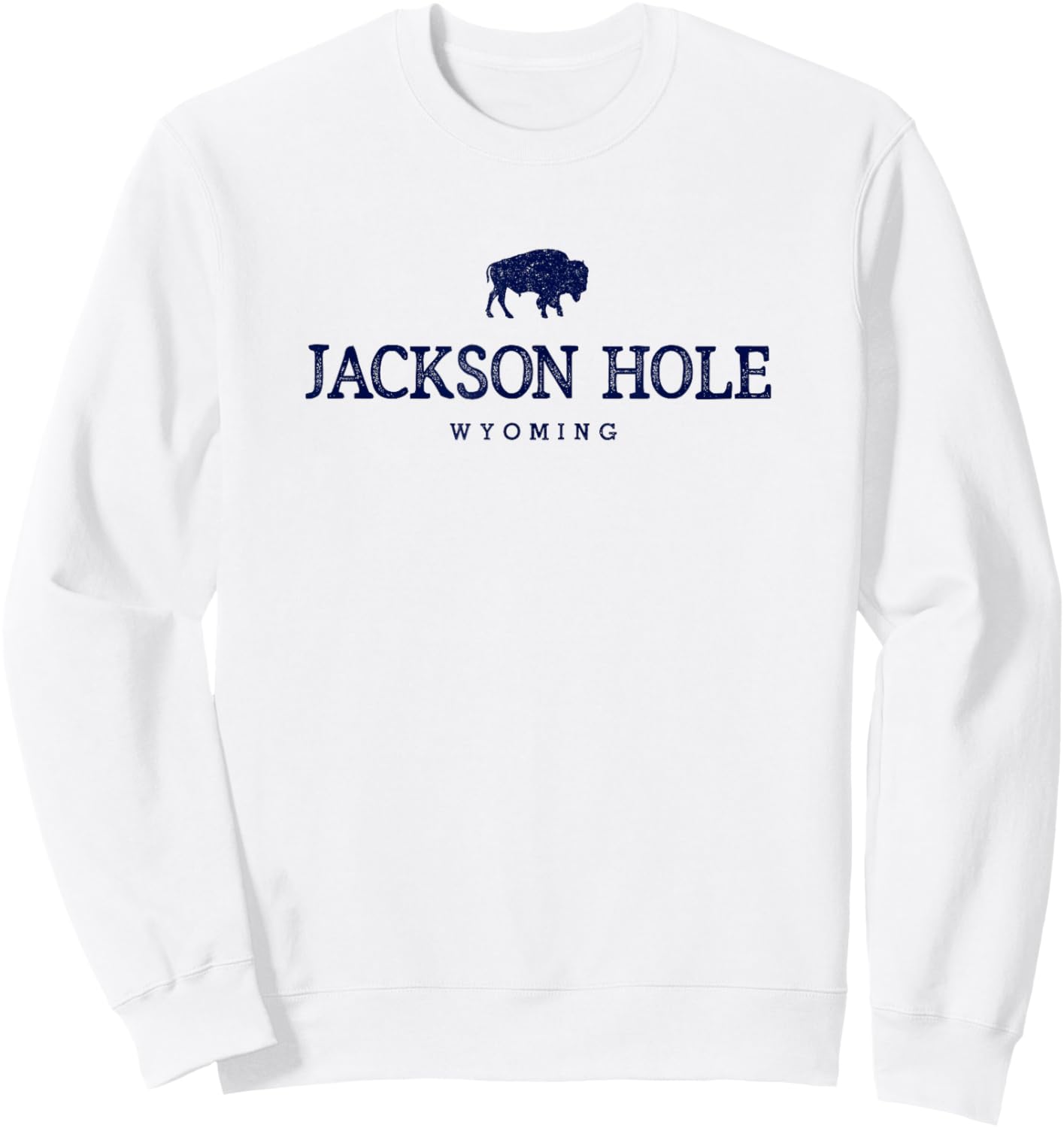 Retro Jackson Hole Wyoming Bison Buffalo Vintage Sweatshirt - Sweatshirt | White