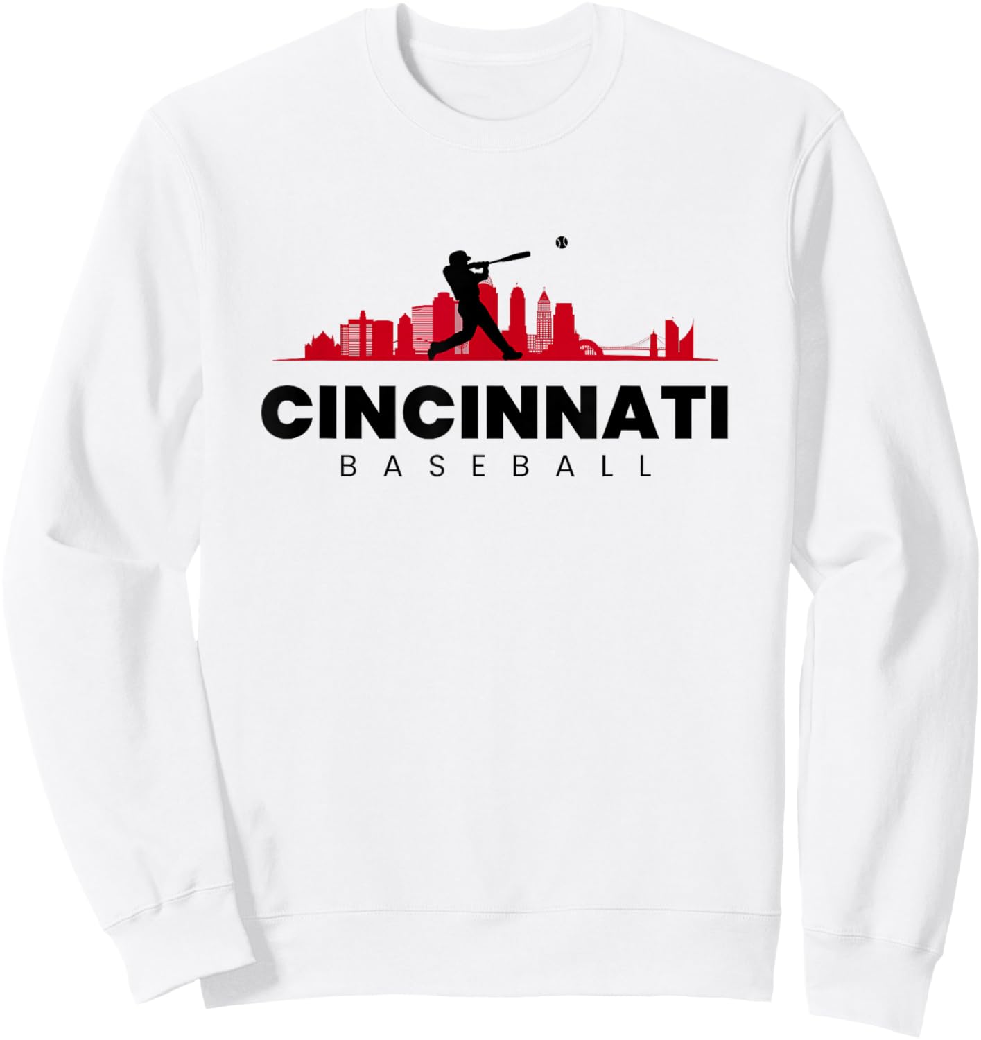 Cincinnati Baseball Vintage Minimalist Retro Baseball Lover Sweatshirt - Sweatshirt | White
