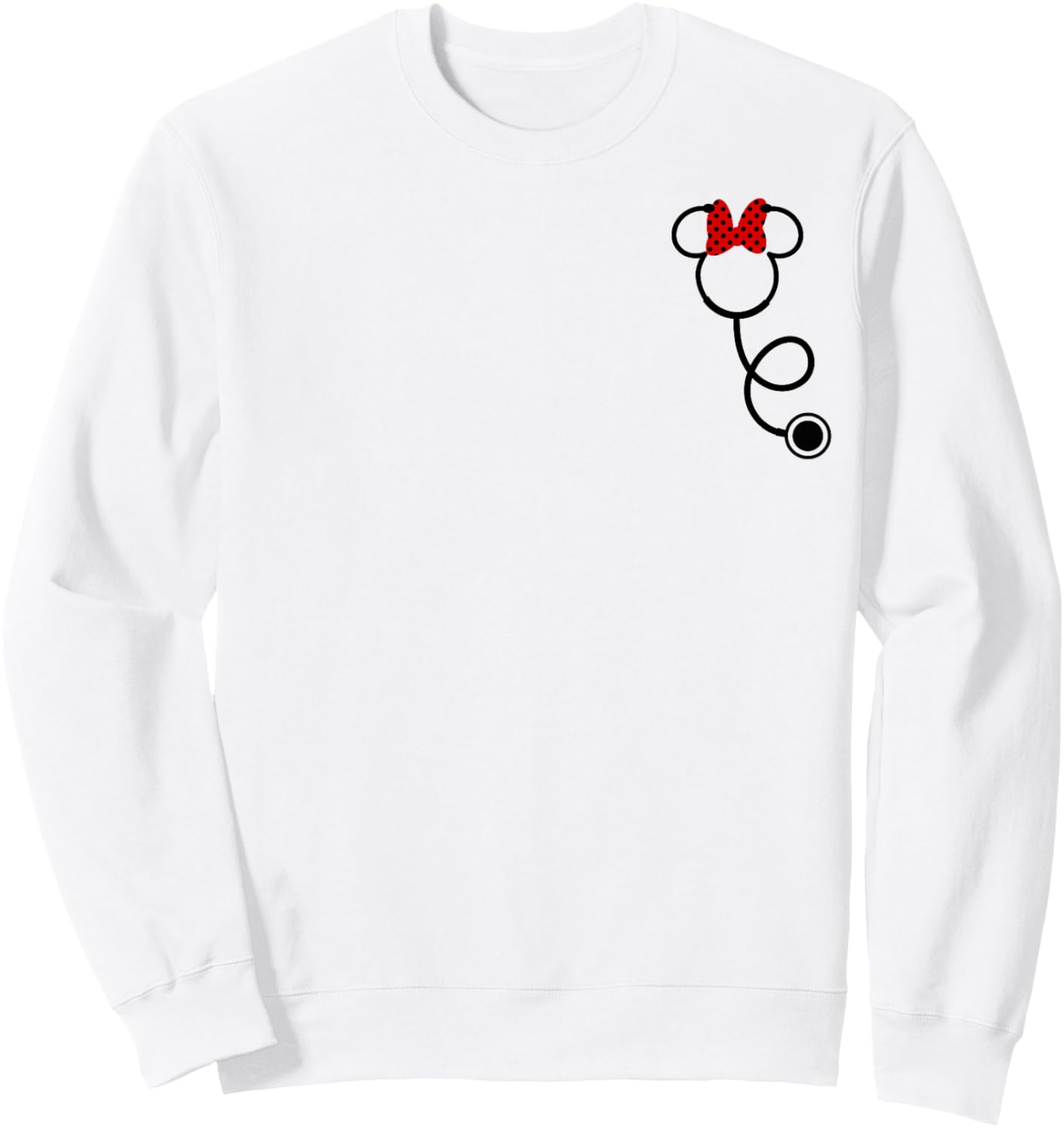 Disney Minnie Mouse Minnie Face Stethoscope Pocket Logo Sweatshirt - Sweatshirt | White