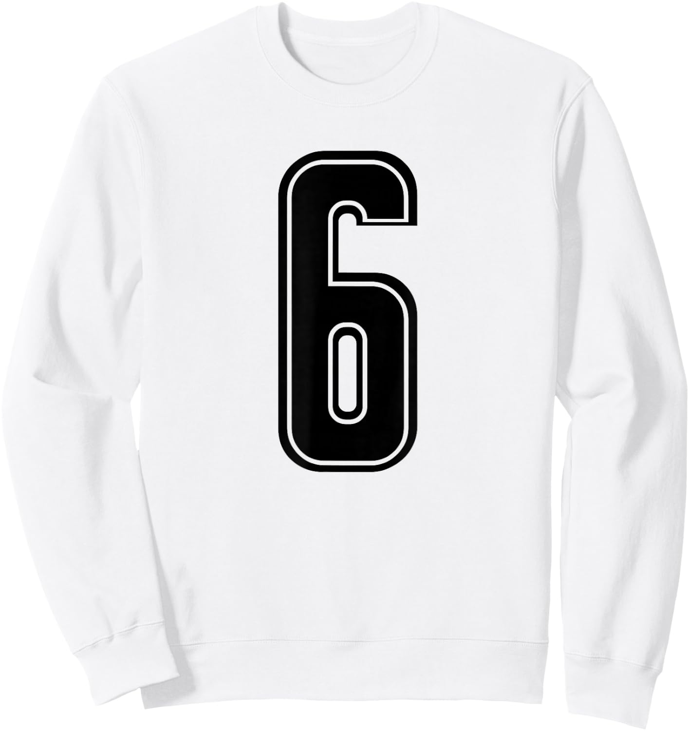 Black Sports Team Number #6 Sweatshirt - Sweatshirt | White