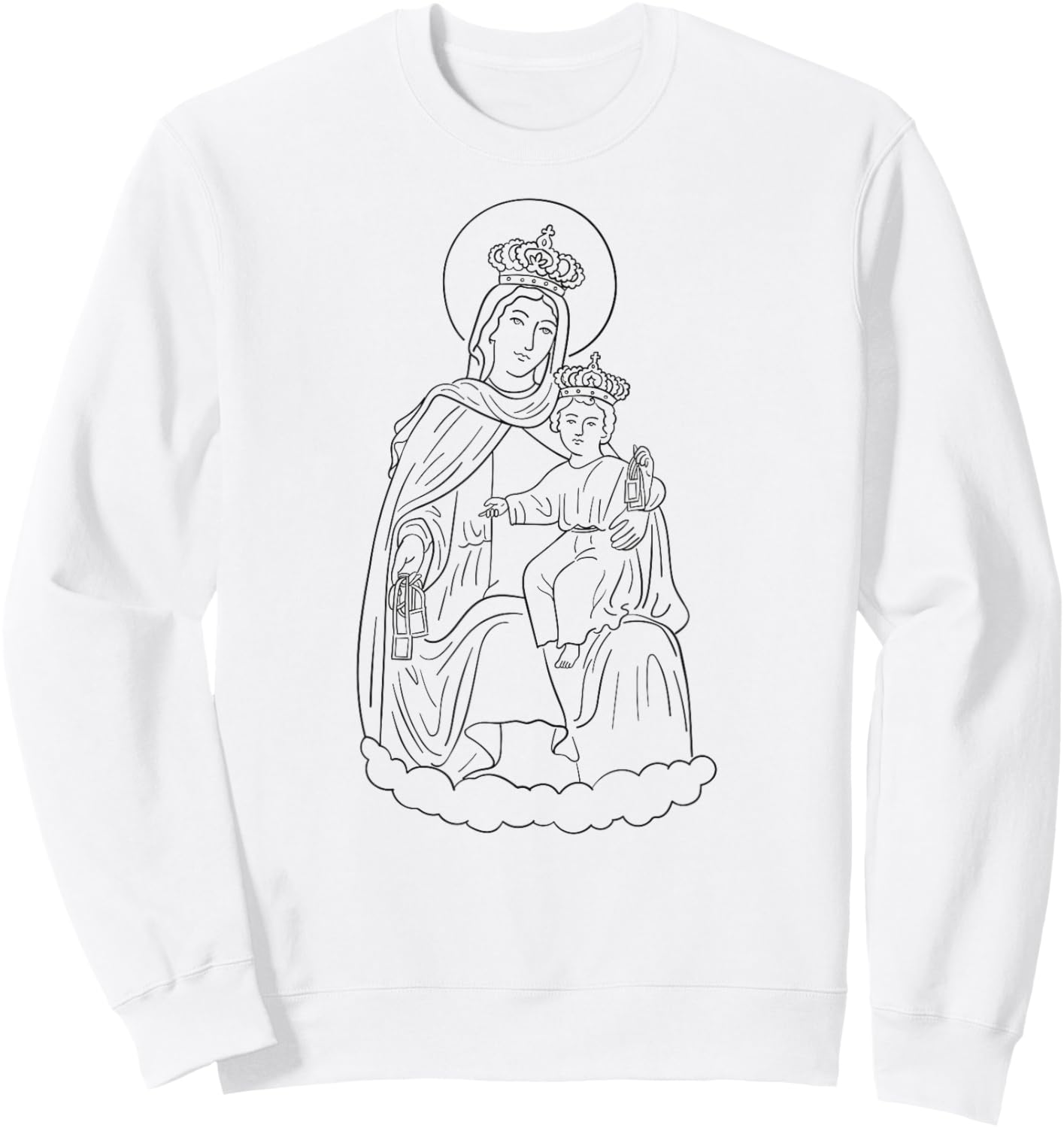 Lady of Mount Carmel - Virgin of Carmel - Virgen del Carmen Sweatshirt - Sweatshirt | White