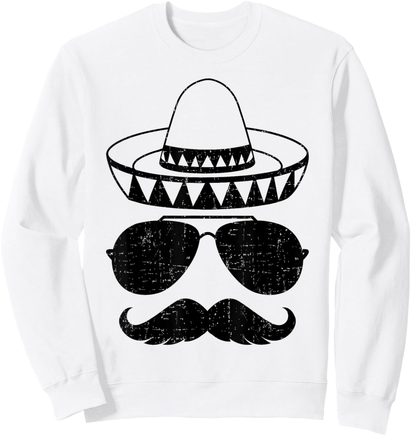 Funny sombrero face with mustache for mexican Cinco de Mayo Sweatshirt - Sweatshirt | White