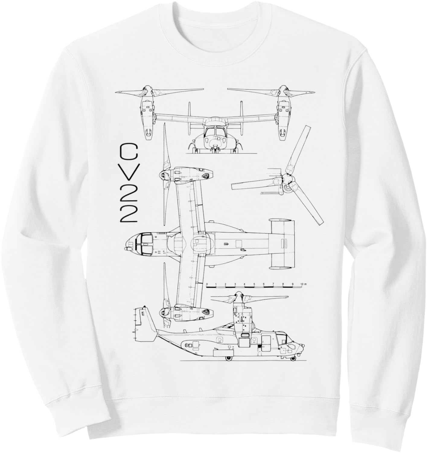 V-22 Osprey Aircraft US Military Helicopter Specification Sweatshirt - Sweatshirt | White