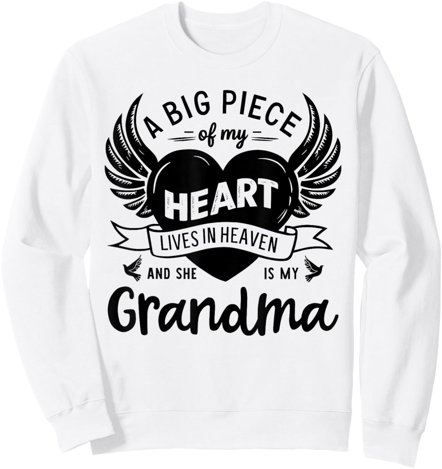 My Heart Lives In Heaven She Is My Grandma Guardian Angel Sweatshirt - Sweatshirt | White