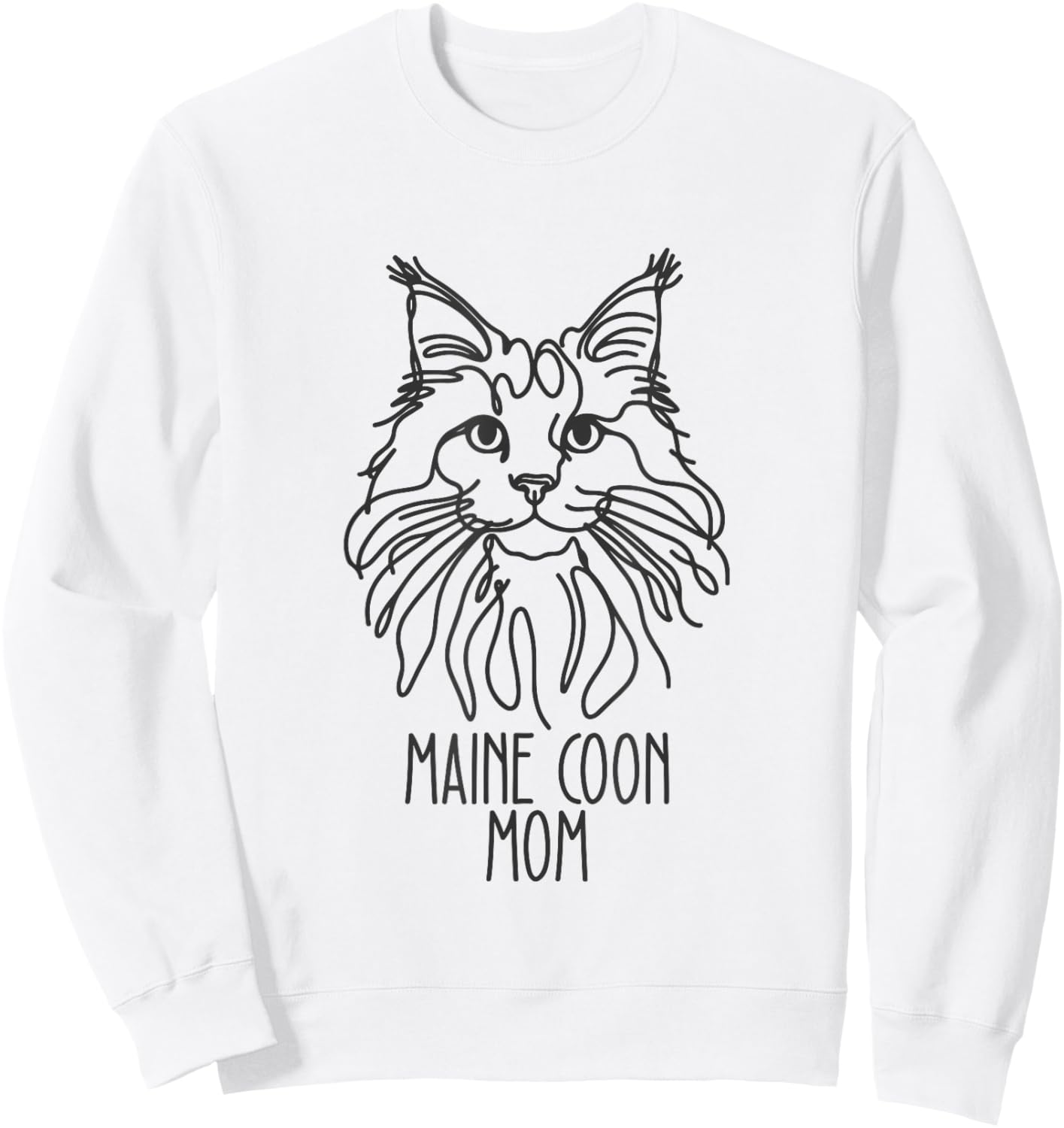 Line Art Best Cat Mom Women - Maine Coon Cat Sweatshirt - Sweatshirt | White