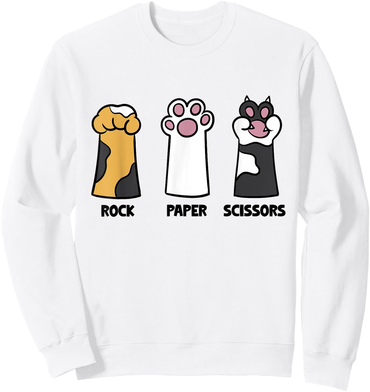 Cat Lover Cat Owner Funny Cat Rock Papers Scissors Fun Cat Women Sweatshirt - Sweatshirt | White