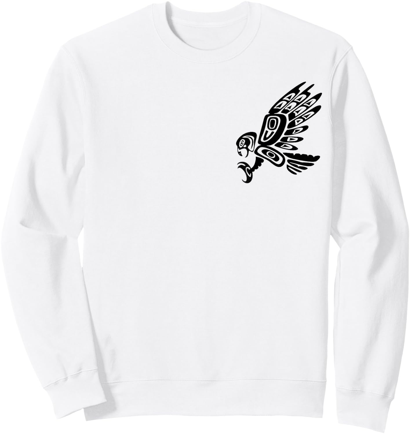 Falcon Abstract Haida Art Pacific Northwest Coast Bird Sweatshirt - Sweatshirt | White