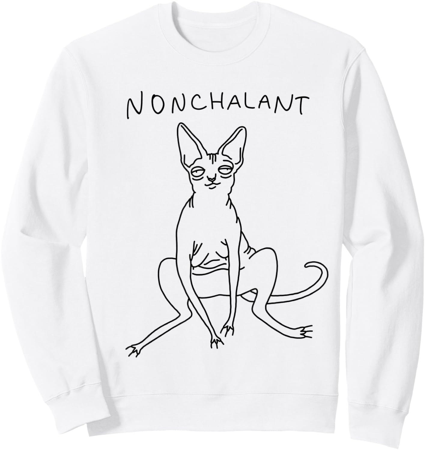Nonchalant Sphynx Cat Funny Gift | Nakdcat Sweatshirt - Sweatshirt | White