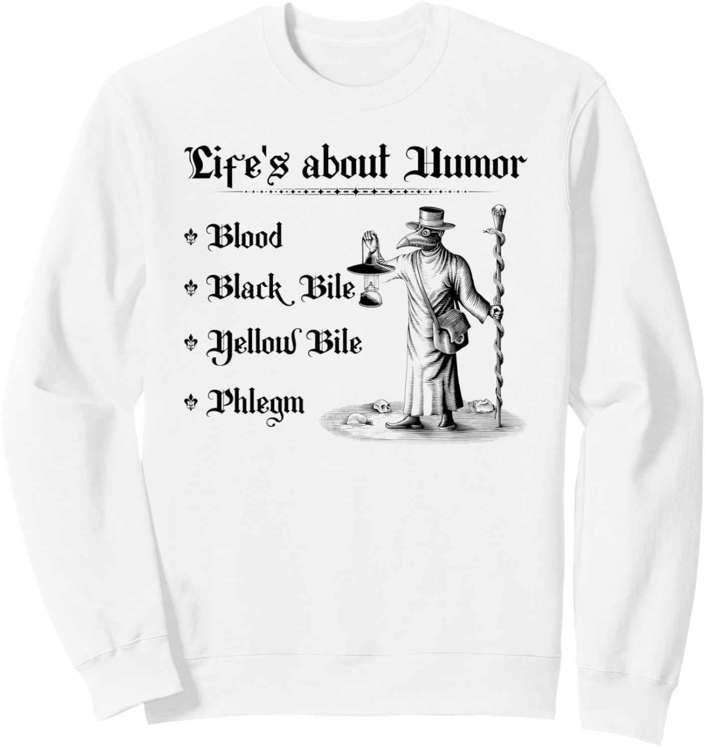 Renaissance Festival, Medieval Plague Doctor, Ren Faire Sweatshirt - Sweatshirt | White