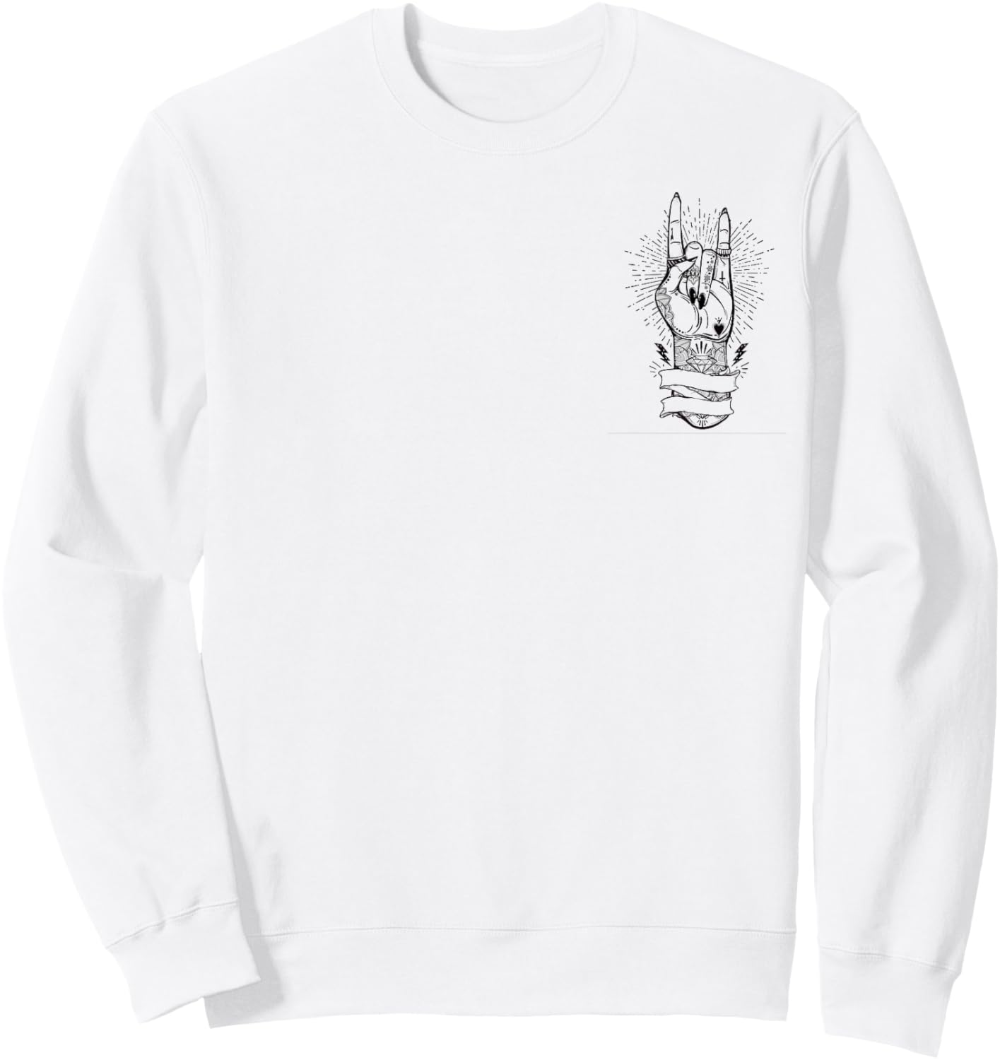 Pommesgabel Heavy Metal Rock Frau Mädchen Feminismus dezent Sweatshirt - Sweatshirt | White