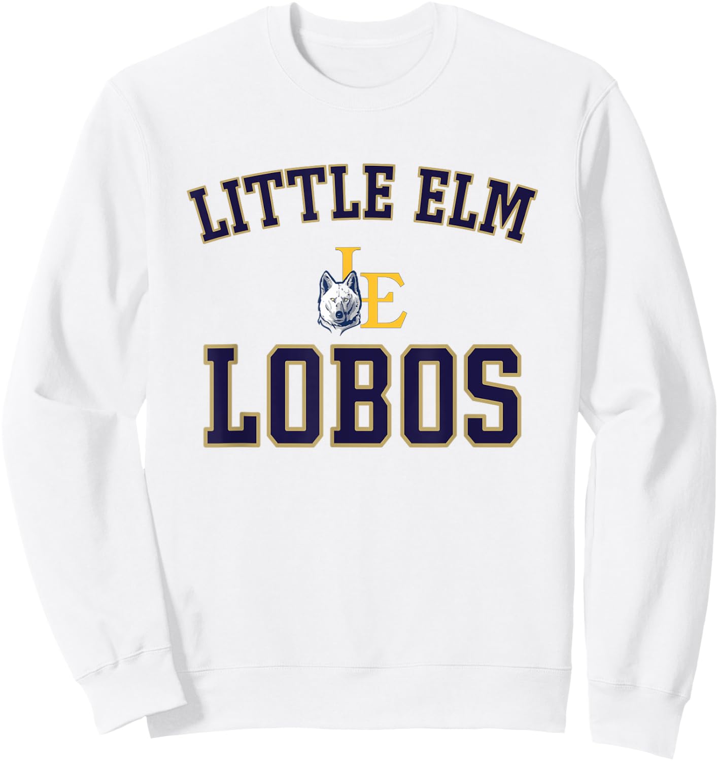 Little Elm Lobos Logo Varsity HS Sweatshirt - Sweatshirt | White