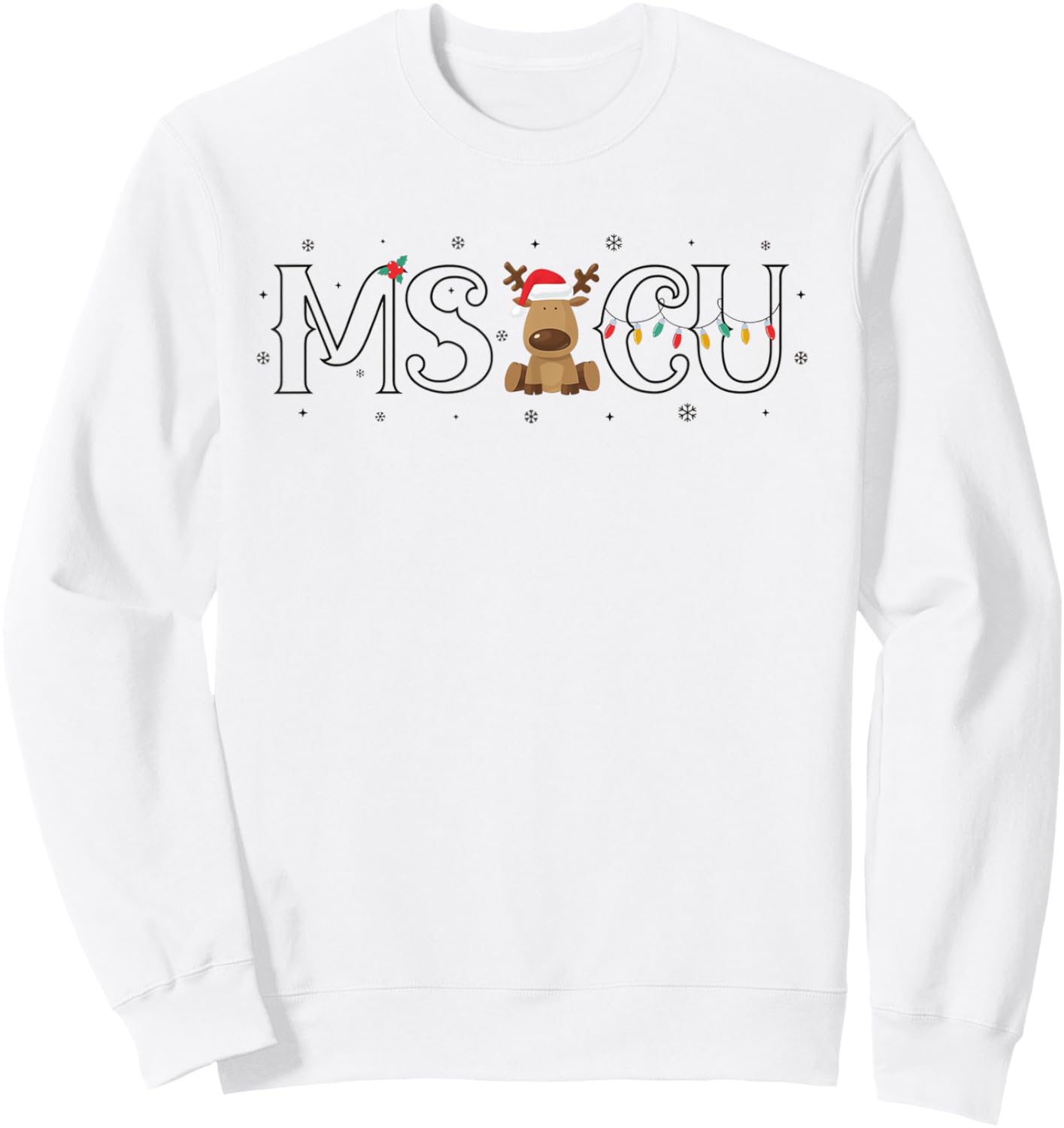 MSICU Nurse Reindeer Christmas Medical Surgical ICU Nurse Sweatshirt - Sweatshirt | White