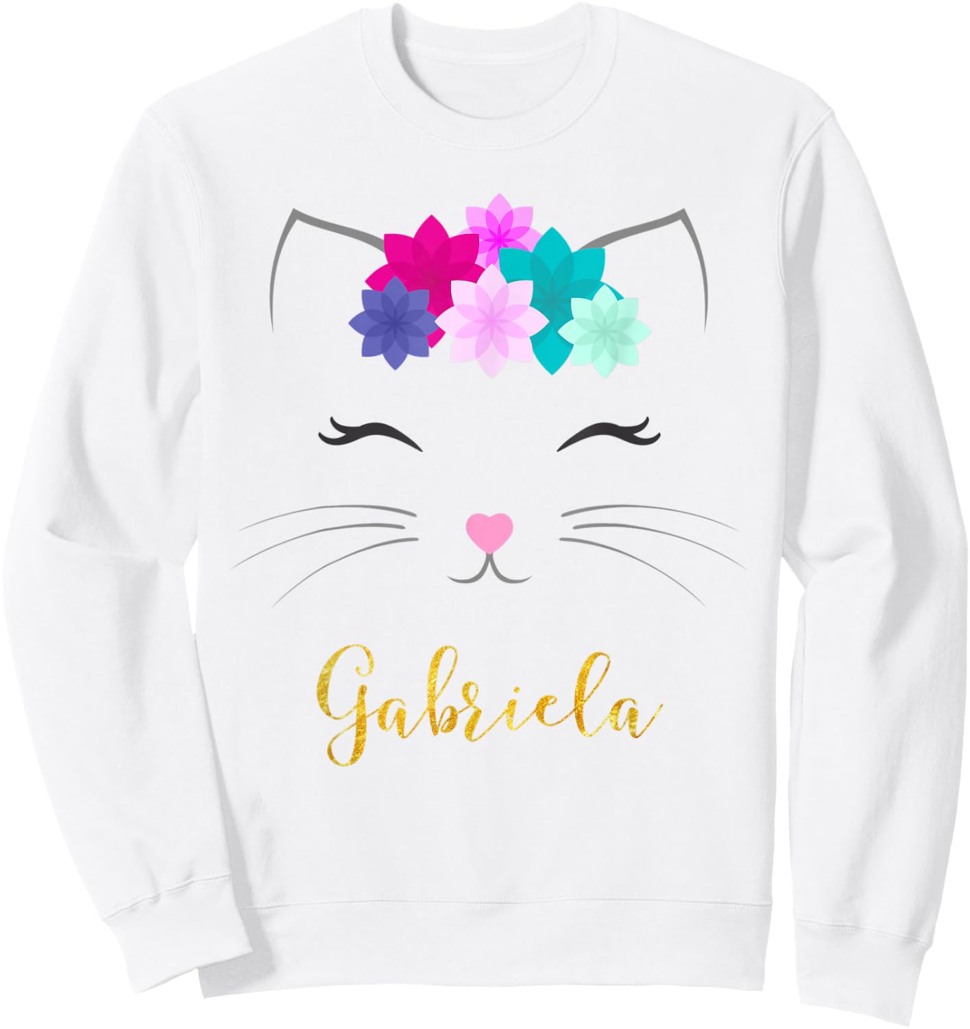 Gabriela Name Gift Personalized Kitty Cat Sweatshirt - Sweatshirt | White