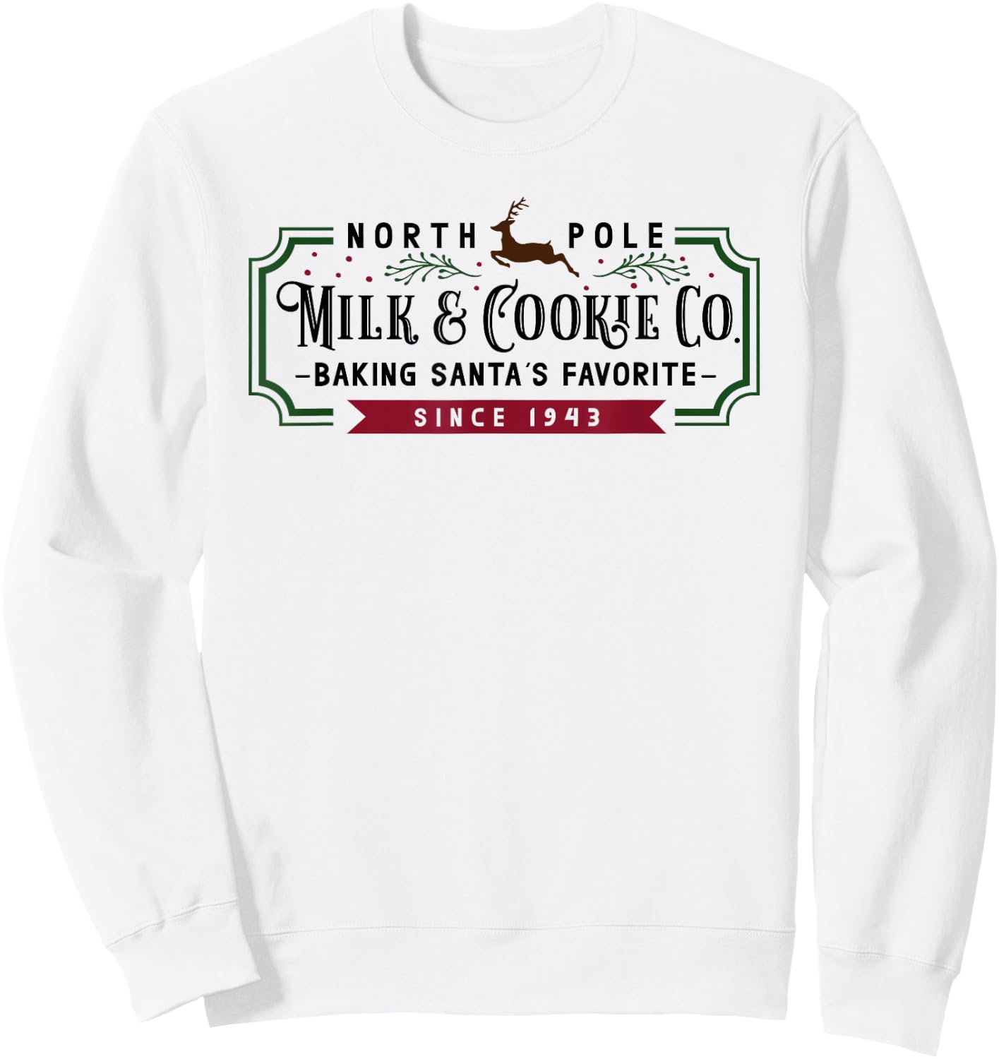 Christmas North Pole Milk and Cookie Co Sweatshirt - Sweatshirt | White
