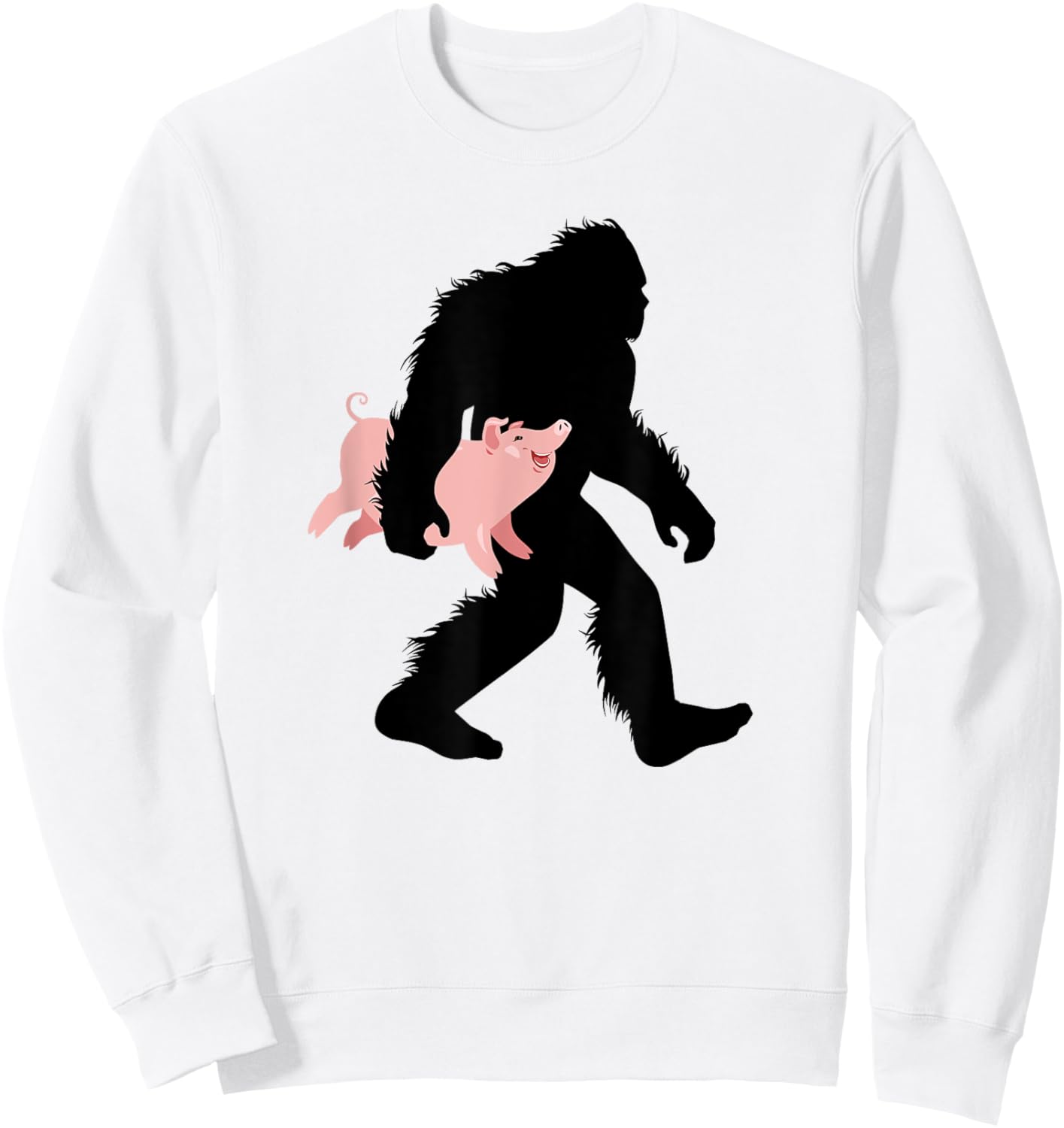 Bigfoot Carrying Pig Cute Swine Sasquatch With Hog Sweatshirt - Sweatshirt | White
