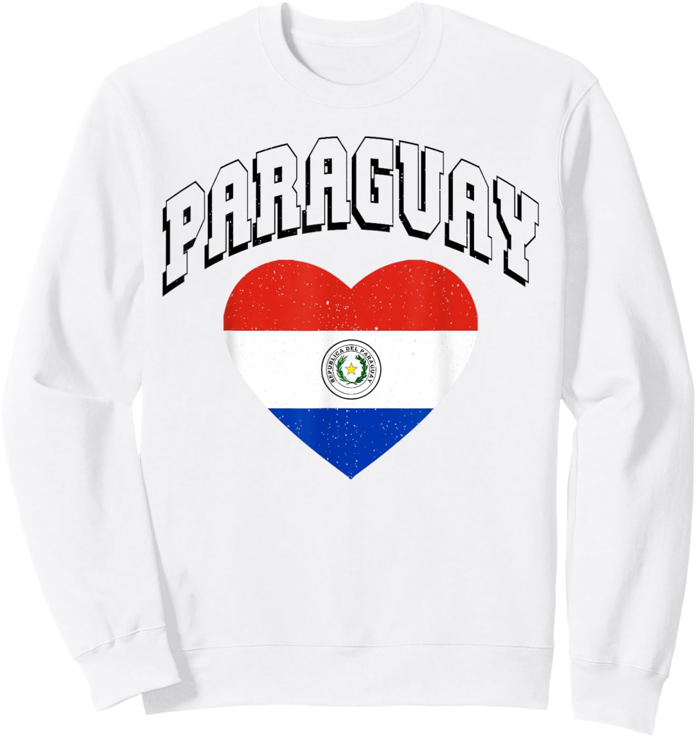 Paraguay Flag Vintage Throwback Athletic Heart Sweatshirt - Sweatshirt | White