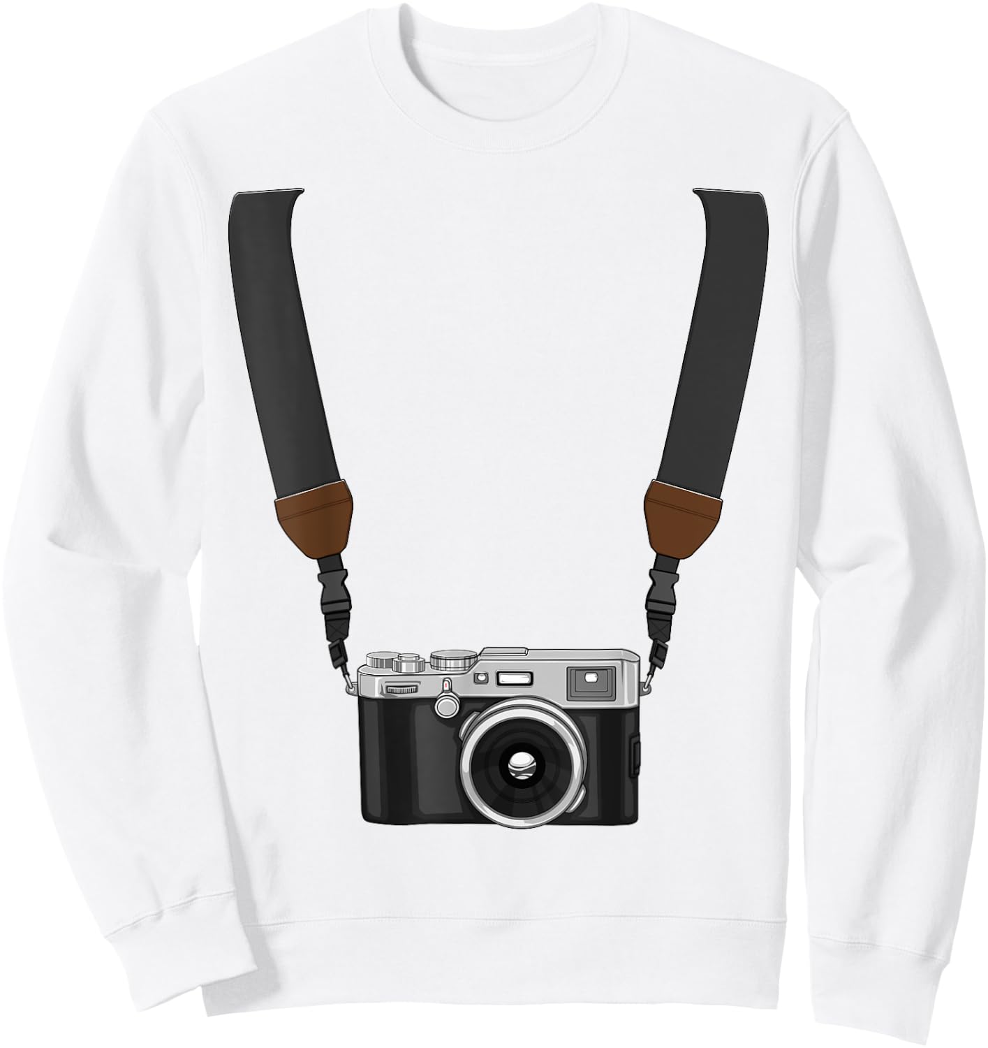 Camera With Strap Funny Photography Photographer Sweatshirt - Sweatshirt | White