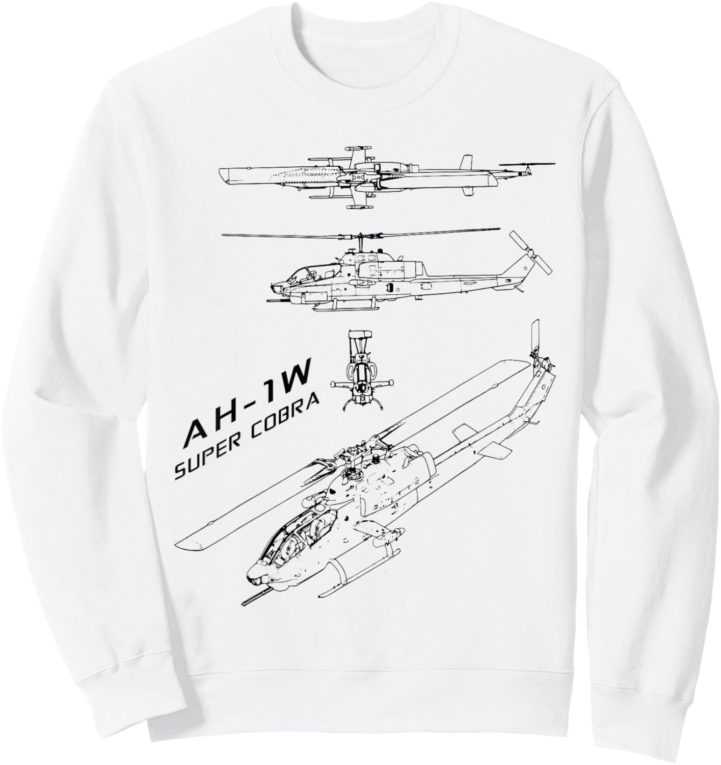 AH-1 Cobra US Military Helicopter Sweatshirt - Sweatshirt | White
