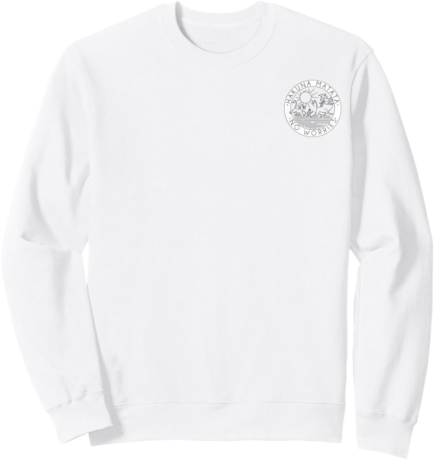 Disney The Lion King Hakuna Matata No Worries Left Chest Sweatshirt - Sweatshirt | White