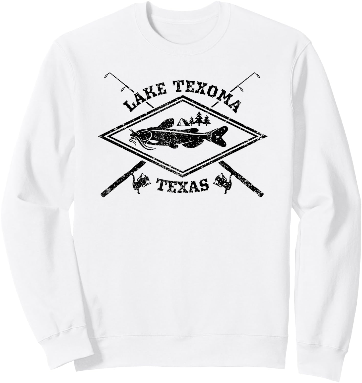 Lake Texoma Catfish Fishing Shirt for Texas Men Sweatshirt - Sweatshirt | White