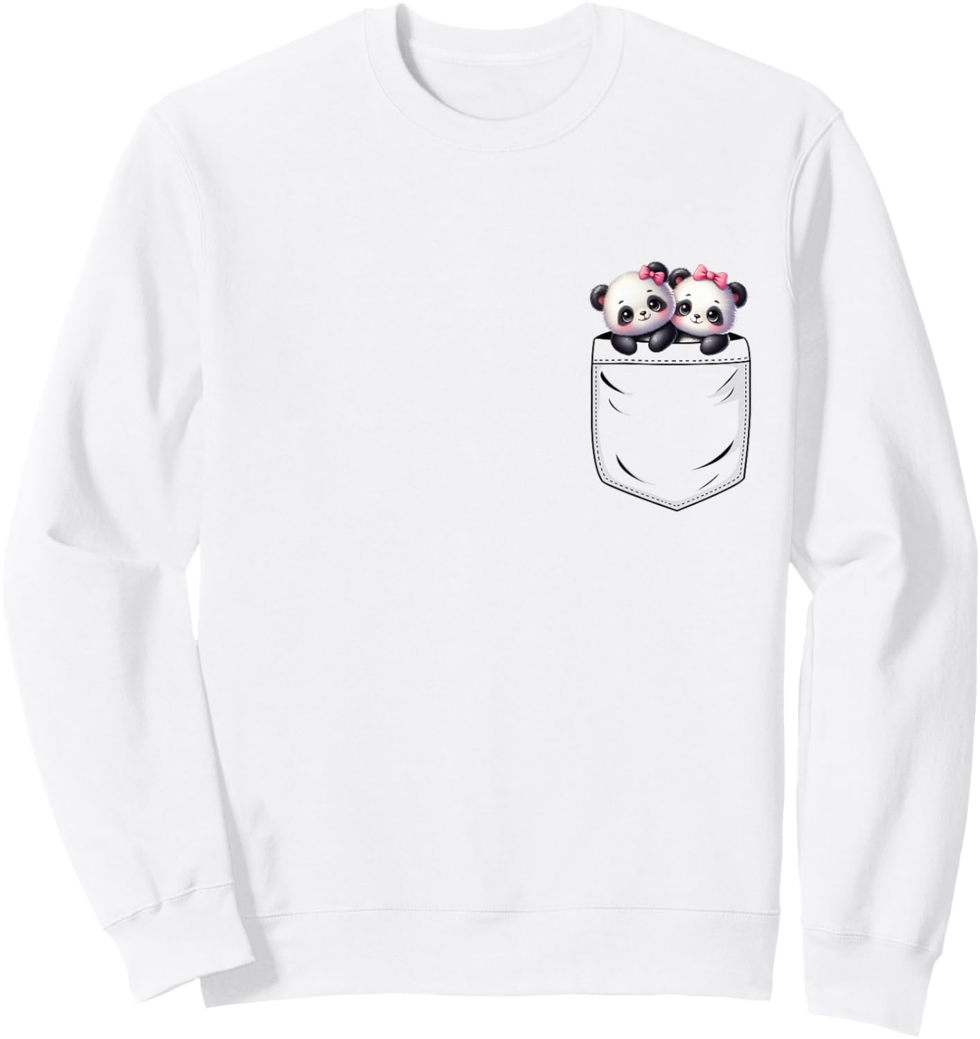 Panda Lovers Cute Funny Baby Pandas In Pocket Sweatshirt - Sweatshirt | White