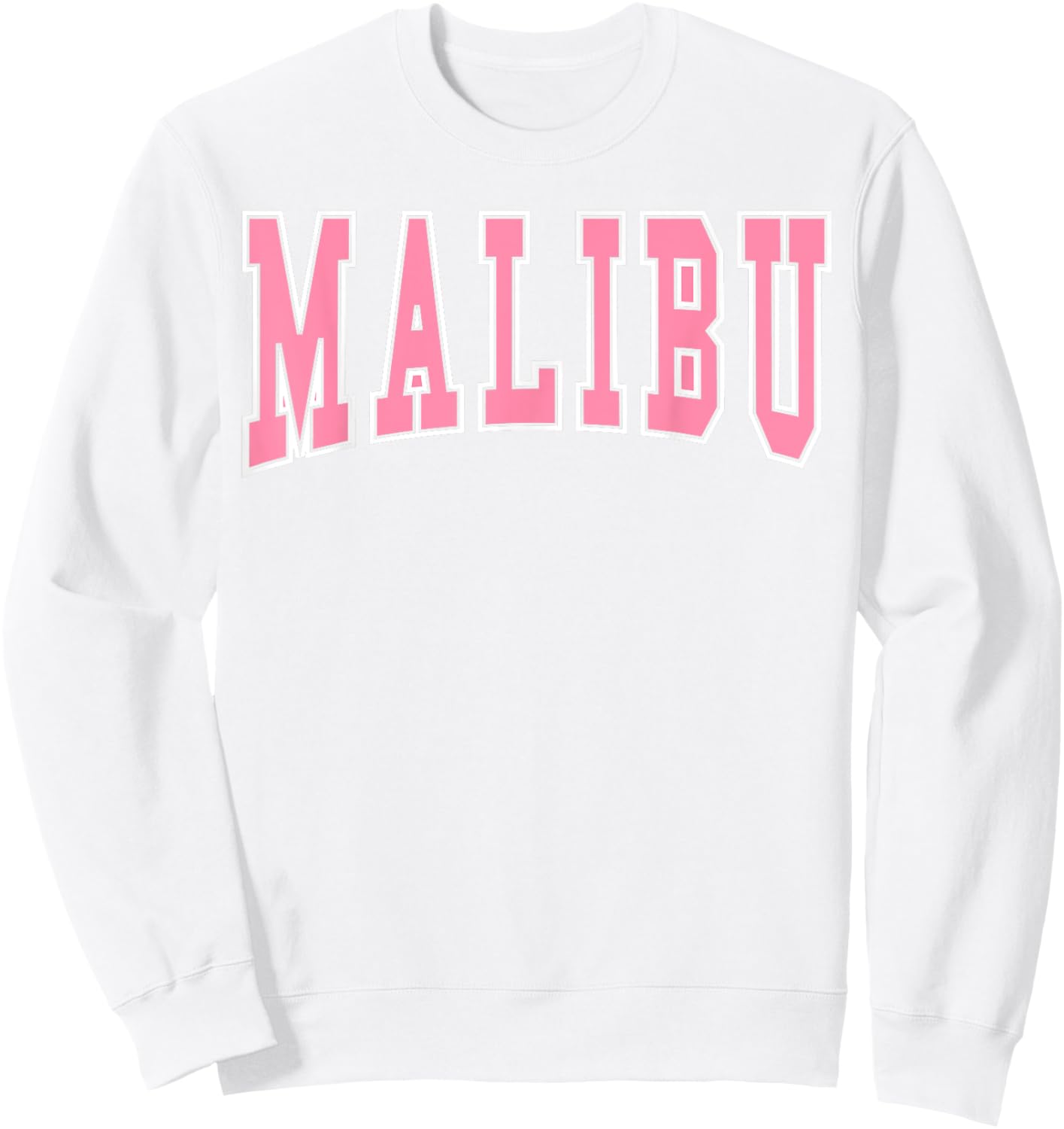 Preppy Varsity Pink Malibu California Teen Girls Sweatshirt - Sweatshirt | White