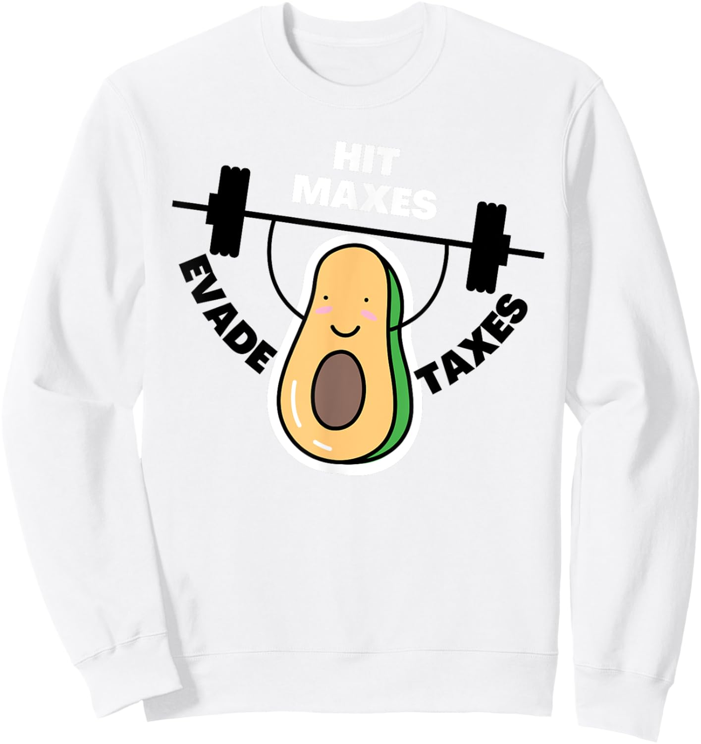 Funny Gym Weightlifting Hit Maxes Evade Taxes Workout Sweatshirt - Sweatshirt | White