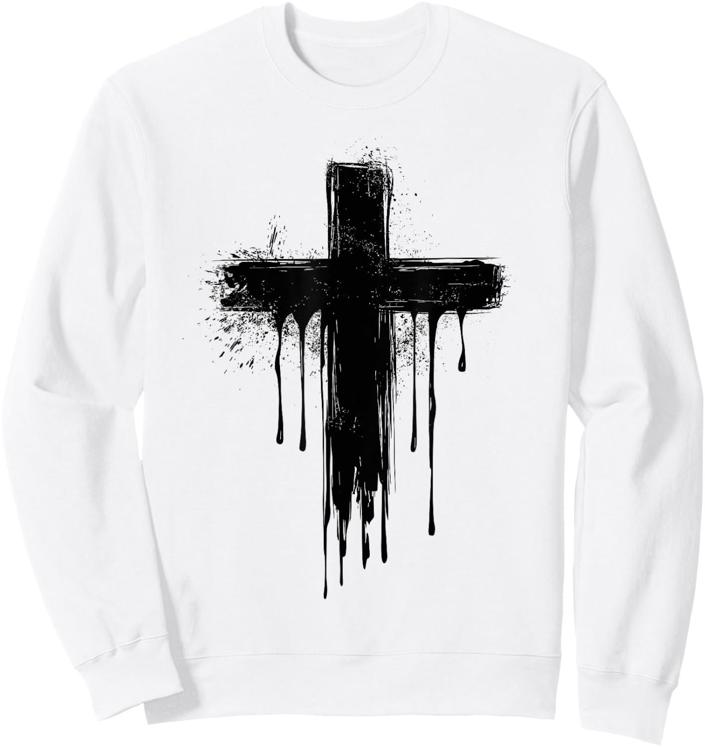 Christian Dripping Cross Sweatshirt - Sweatshirt | White