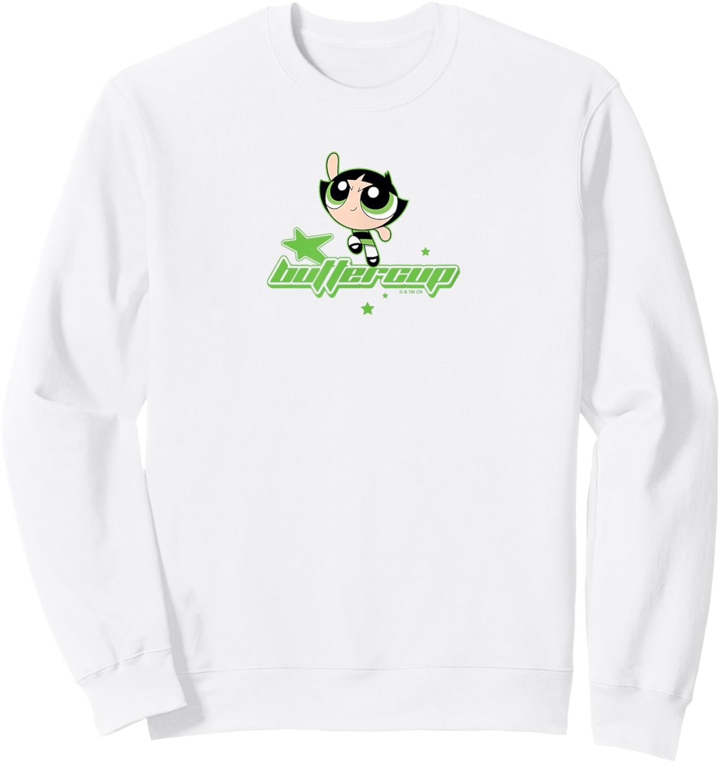 The Powerpuff Girls Buttercup Retro Stars Logo Sweatshirt - Sweatshirt | White