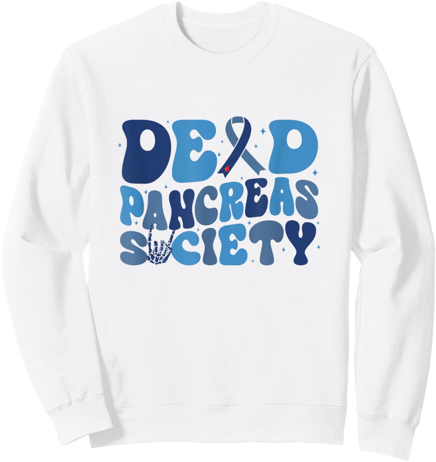 Retro Dead Pancreas Society Funny T1D Diabetes Awareness Sweatshirt - Sweatshirt | White