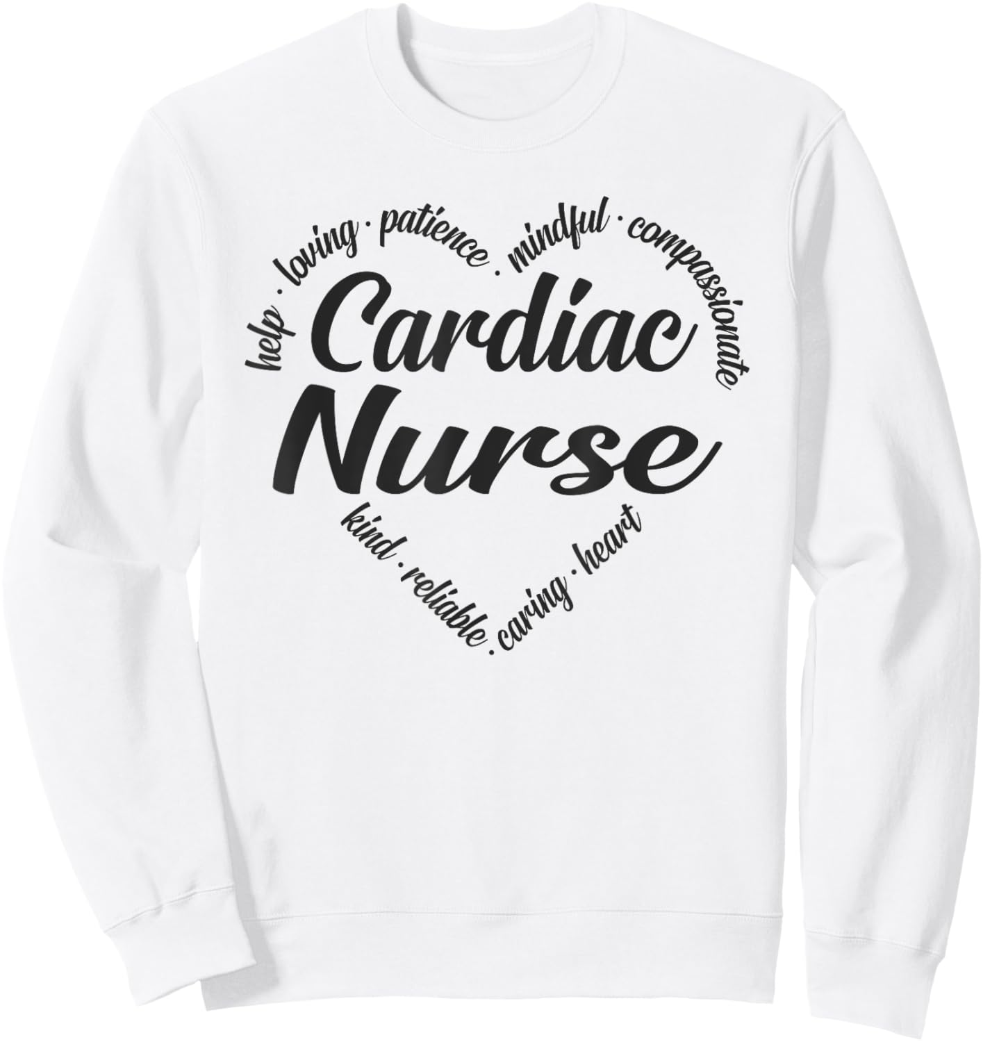 Cardiac Nurse Heart Word Cloud Sweatshirt - Sweatshirt | White