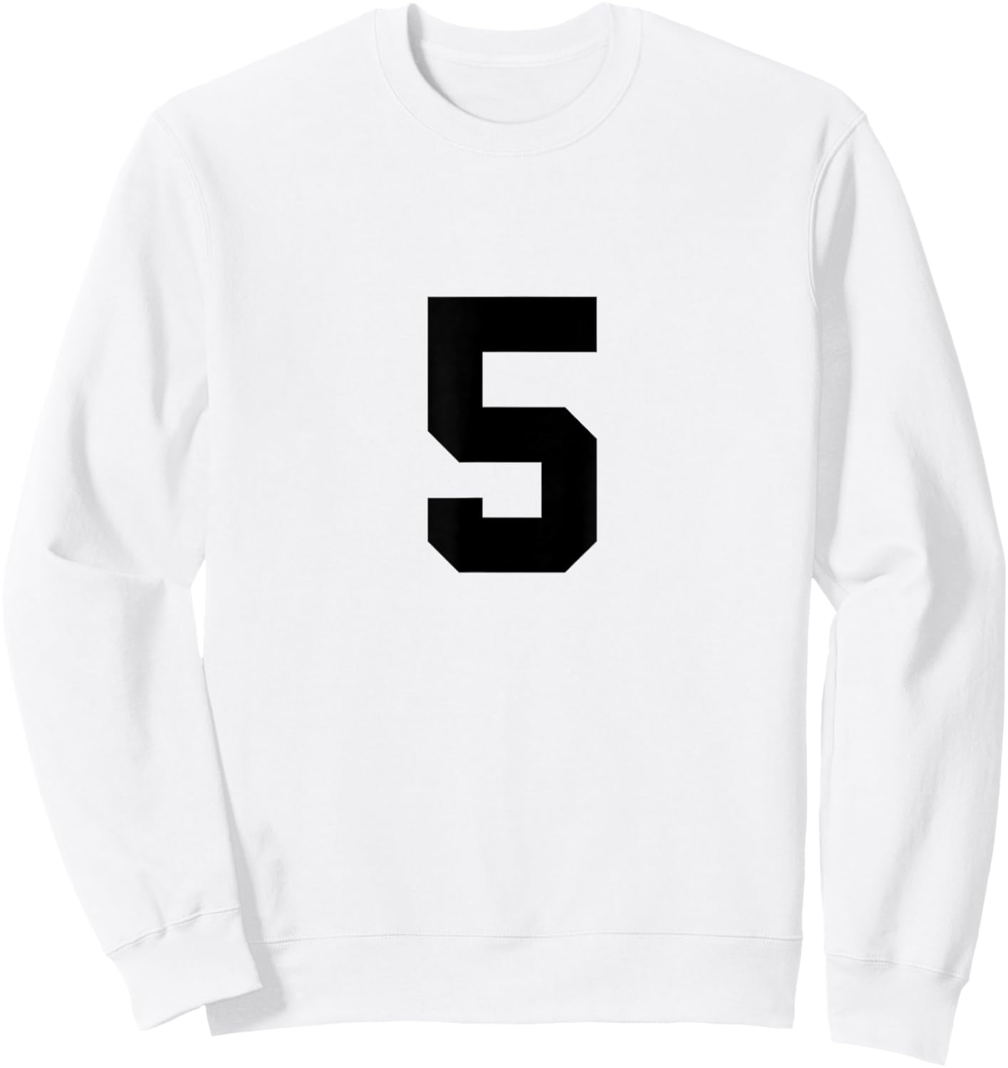 Number 5 (on Front / Back) Sports Team Jersey Number Sweatshirt - Sweatshirt | White