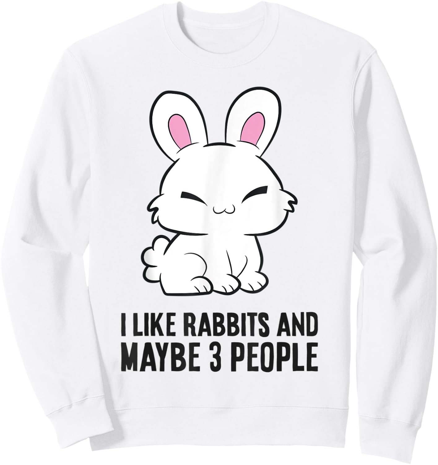 I Like Rabbits And Maybe Like 3 People Cute Bunny Rabbit Sweatshirt - Sweatshirt | White