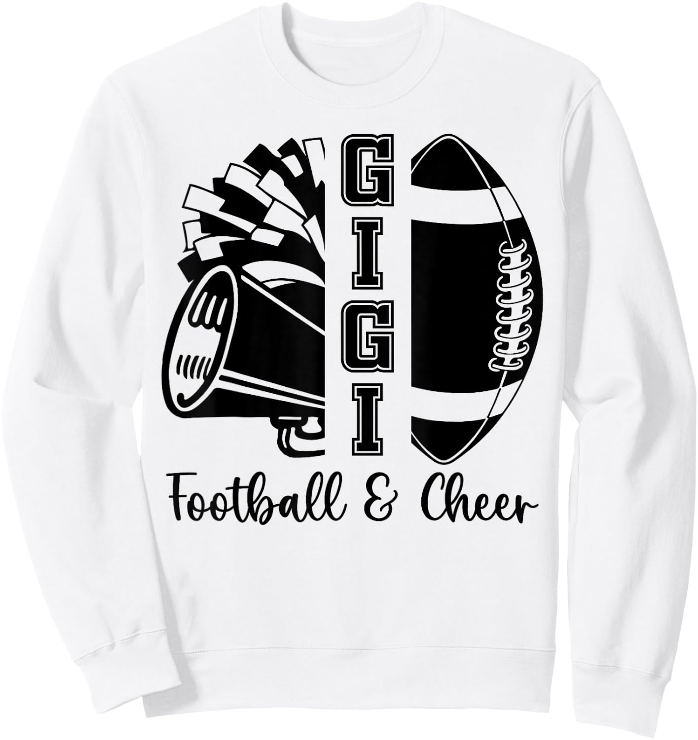 Football Cheer Gigi Grandma High School Cheerleader Pom Pom Sweatshirt - Sweatshirt | White
