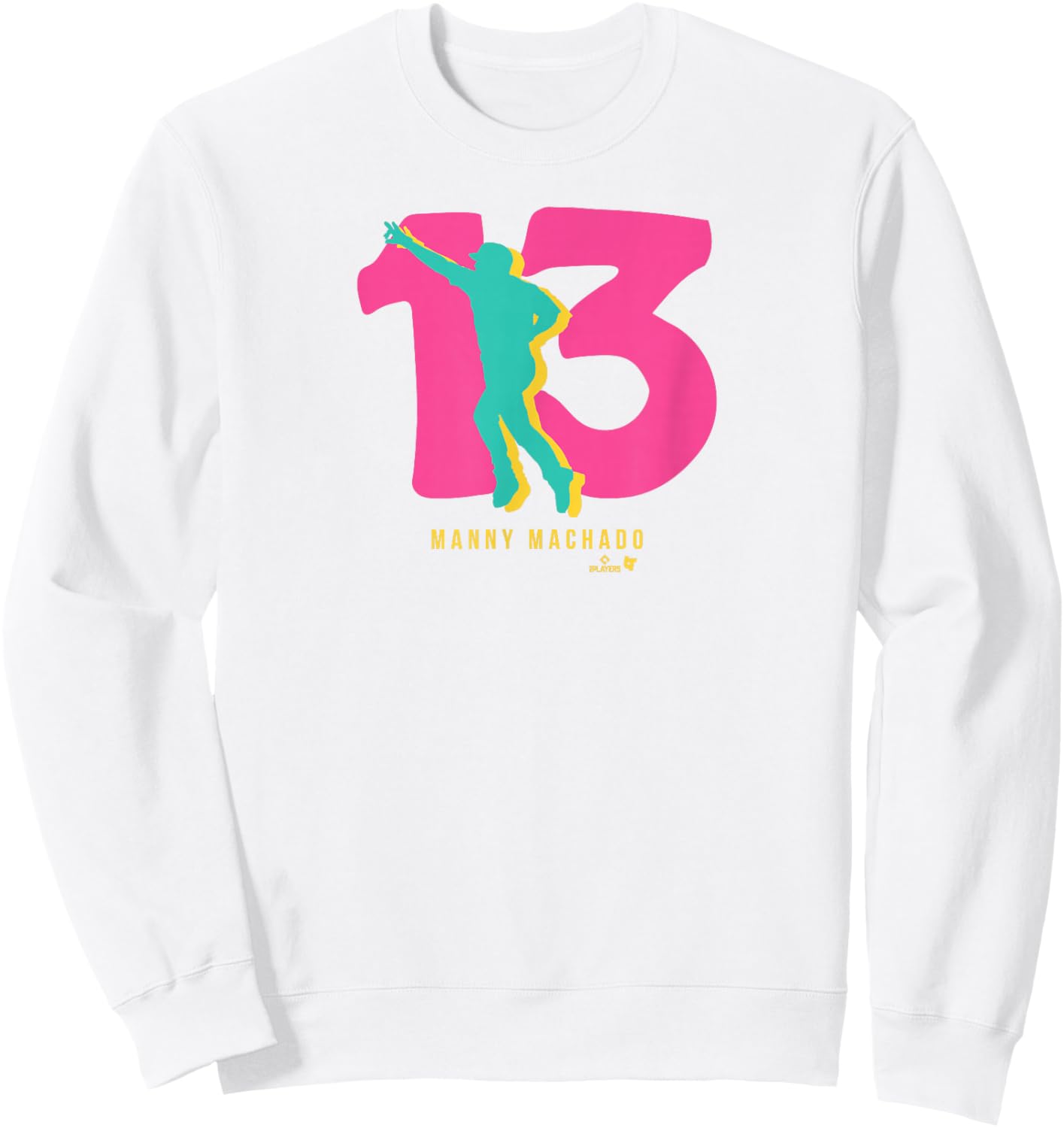 Manny Machado 13: San Diego - San Diego Baseball Sweatshirt - Sweatshirt | White