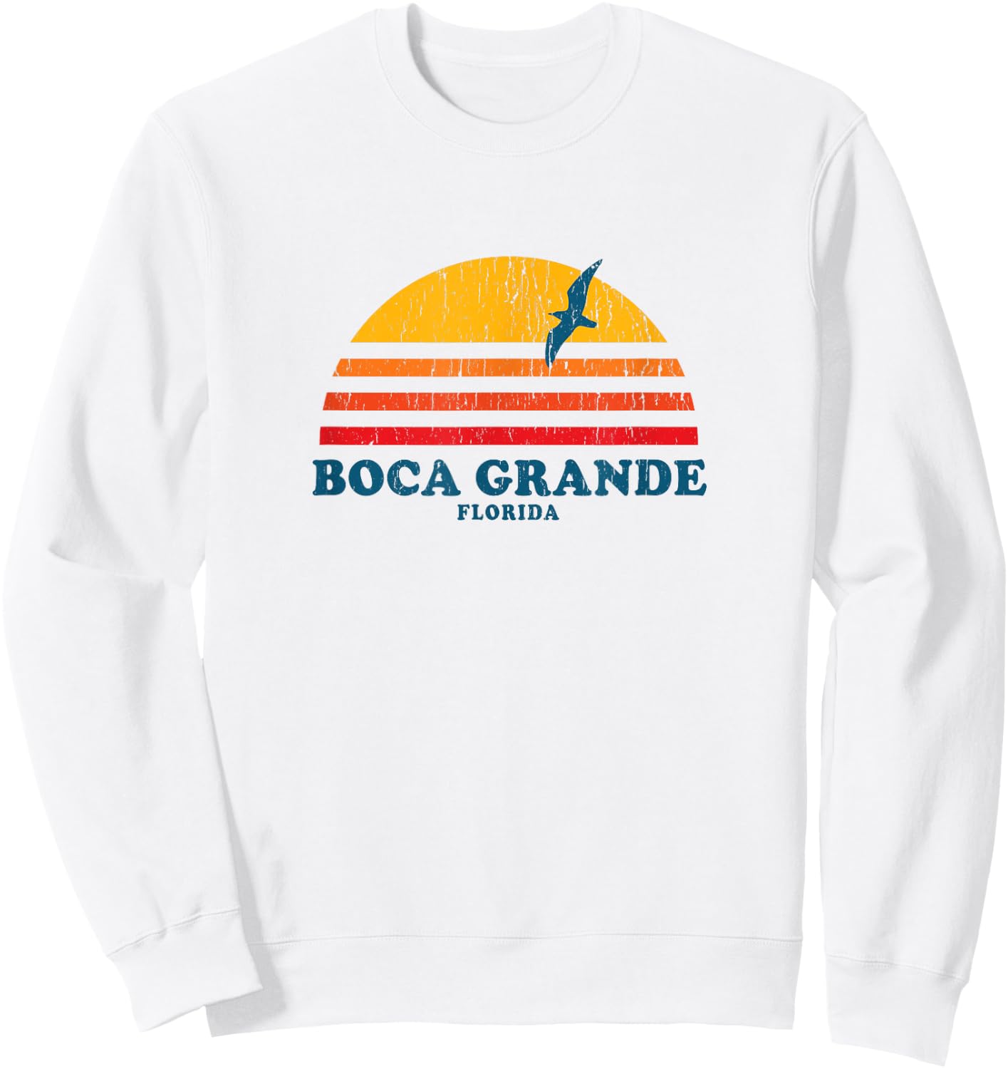Boca Grande Florida FL Vintage Graphic 70s Sweatshirt - Sweatshirt | White