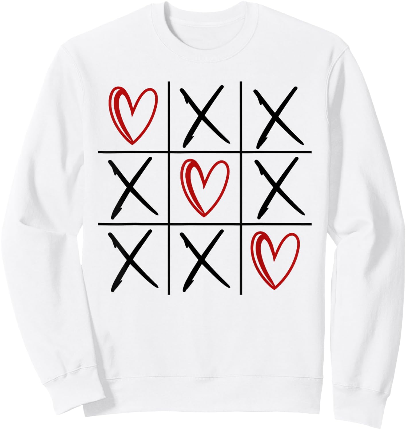 Tic Tac Toe Love Hearts Romantic Valentine Sweatshirt - Sweatshirt | White